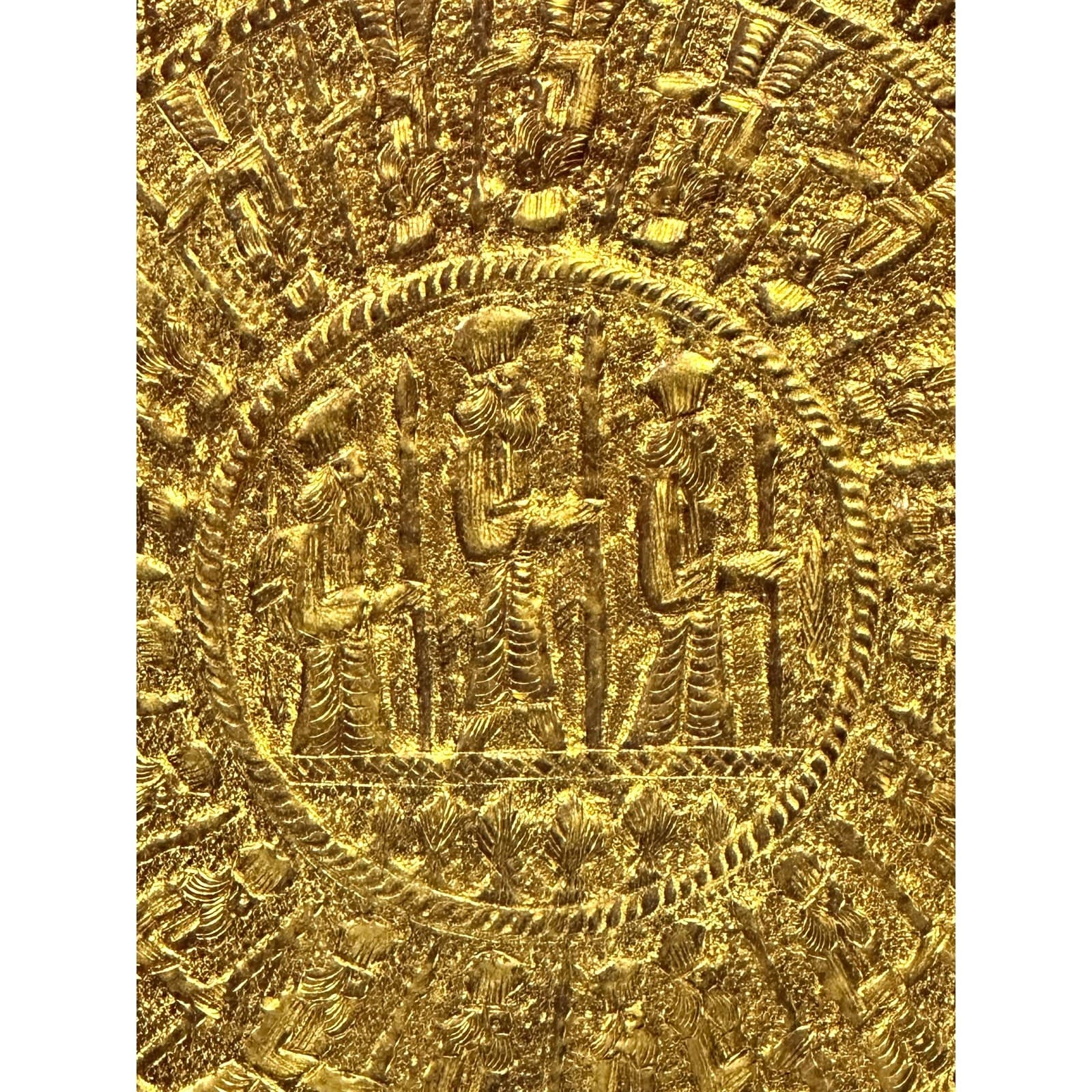 Antique Syrian Islamic Art Large Artisan Brass Hand Crafted Hammered 14" Tray - Thumbnail 2