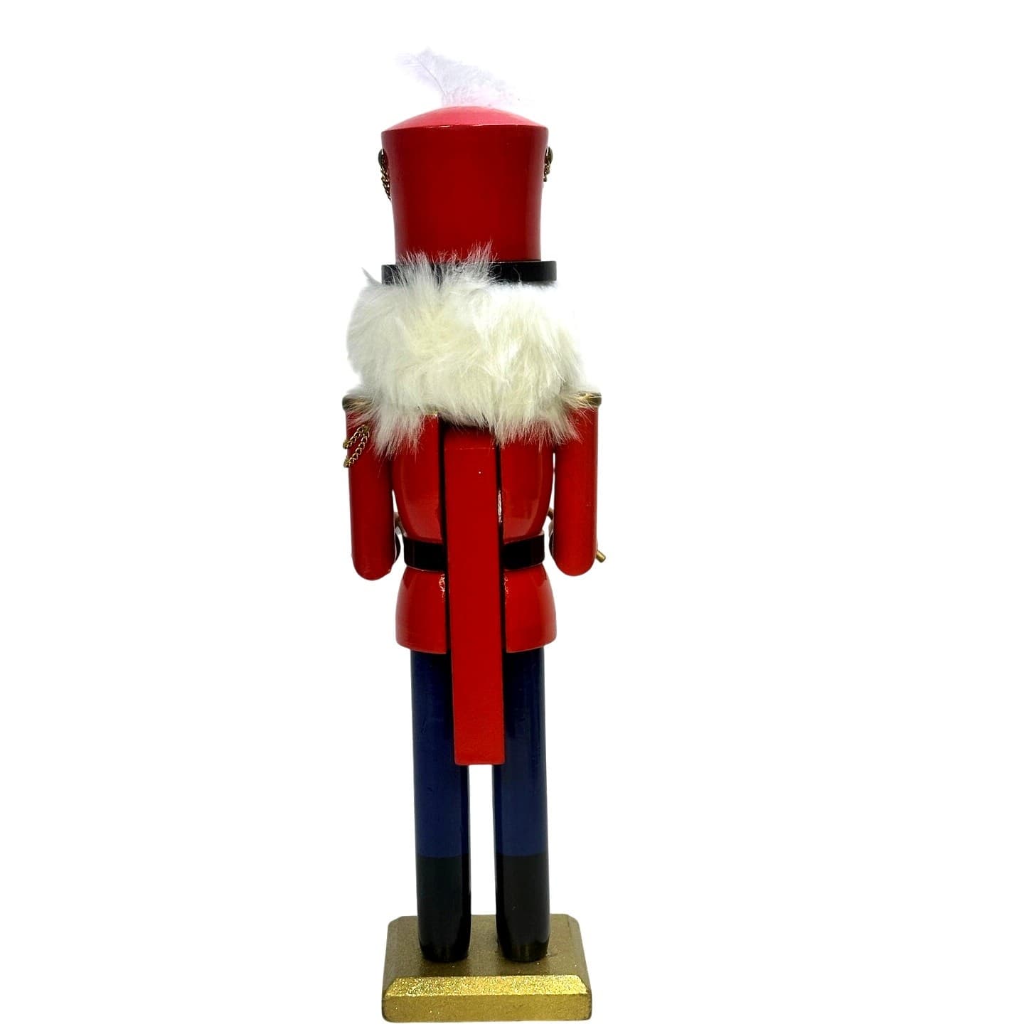 Festive Holiday Drummer Soldier 14" Wooden Red Blue Gold Nutcracker with Drum - Thumbnail 5