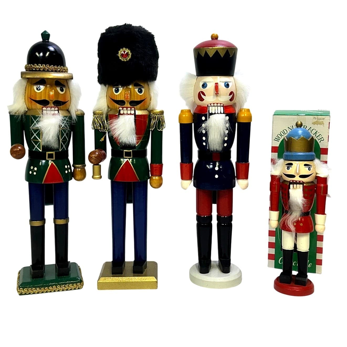 Festive Holiday 10"-15" Vibrant and Colorful Wooden Soldier Nutcrackers-Set of 4