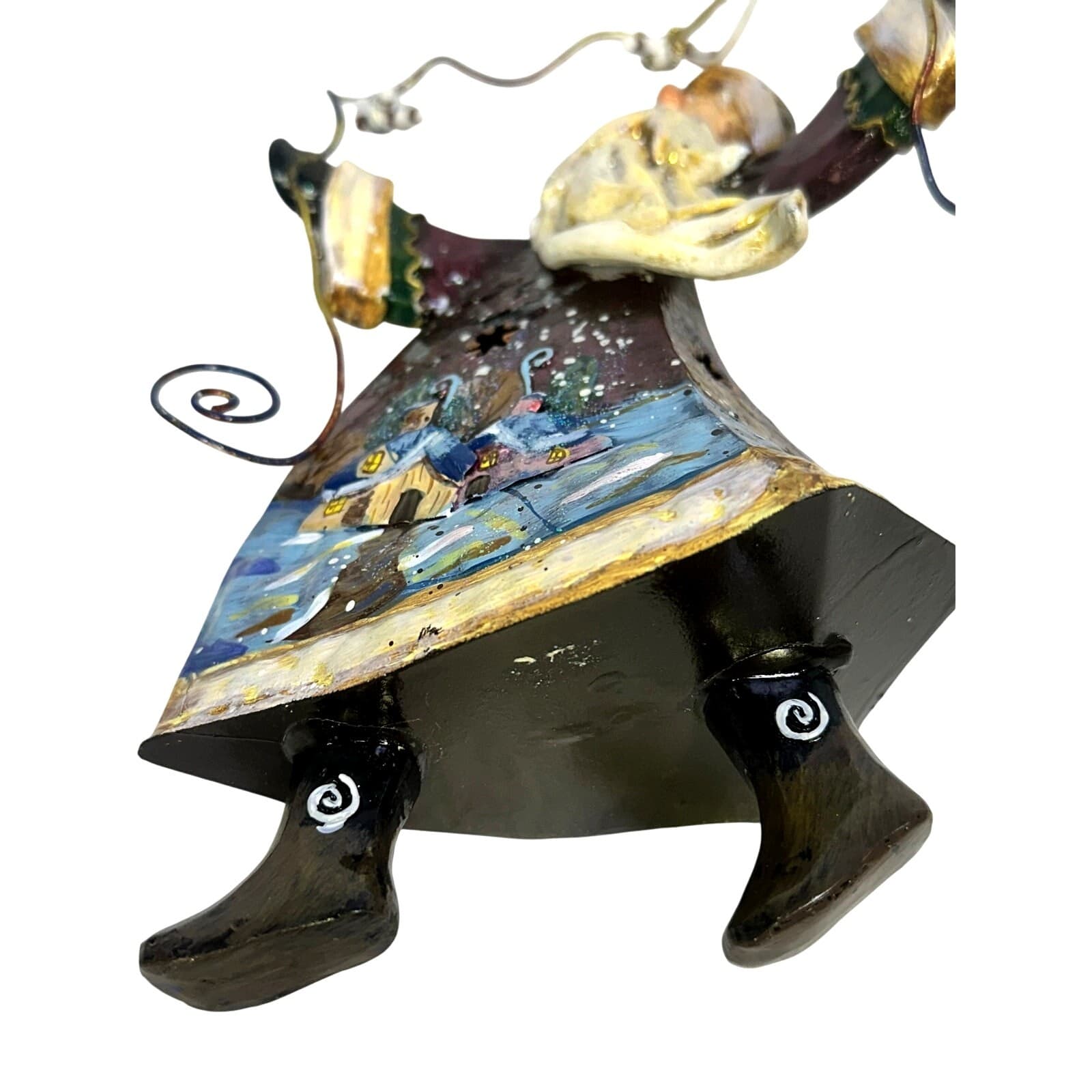 Whimsical Folk Art Style Metal Painted Santa Claus 8" Christmas Ornament - Thumbnail 4