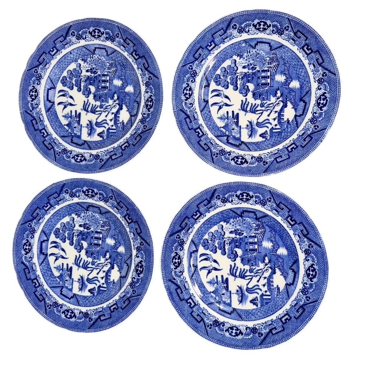 Antique Cauldon England Blue Willow Luncheon Plates Gilman Collamore Set of 4 - Thumbnail 3