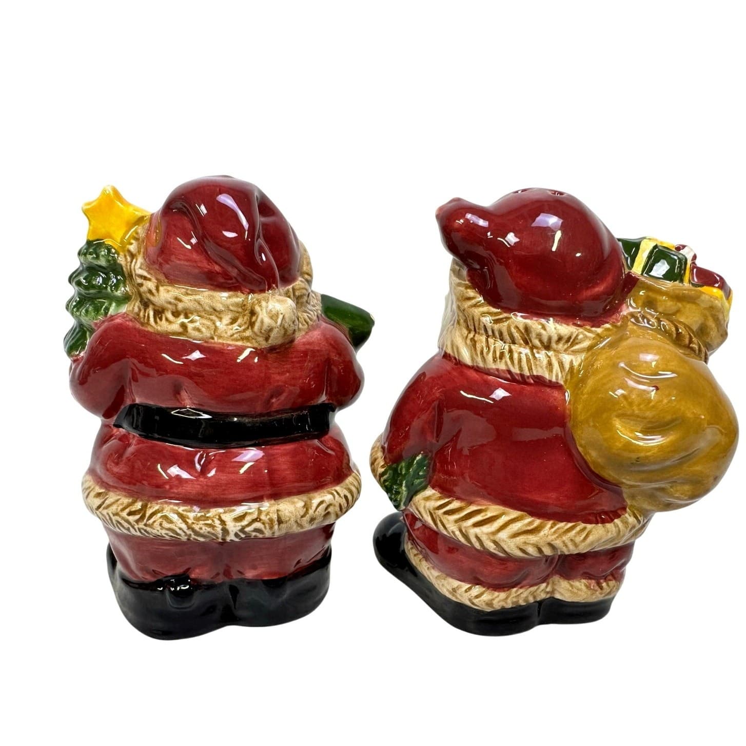 Santa with Gifts and Christmas Tree 3.75" Vintage Salt and Pepper Shakers - Thumbnail 4