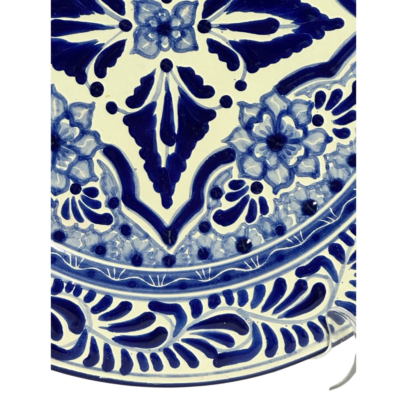 Talavera Puebla Pottery Mexico Cobalt Blue White 12" Charger Plate-Design D - Thumbnail 5