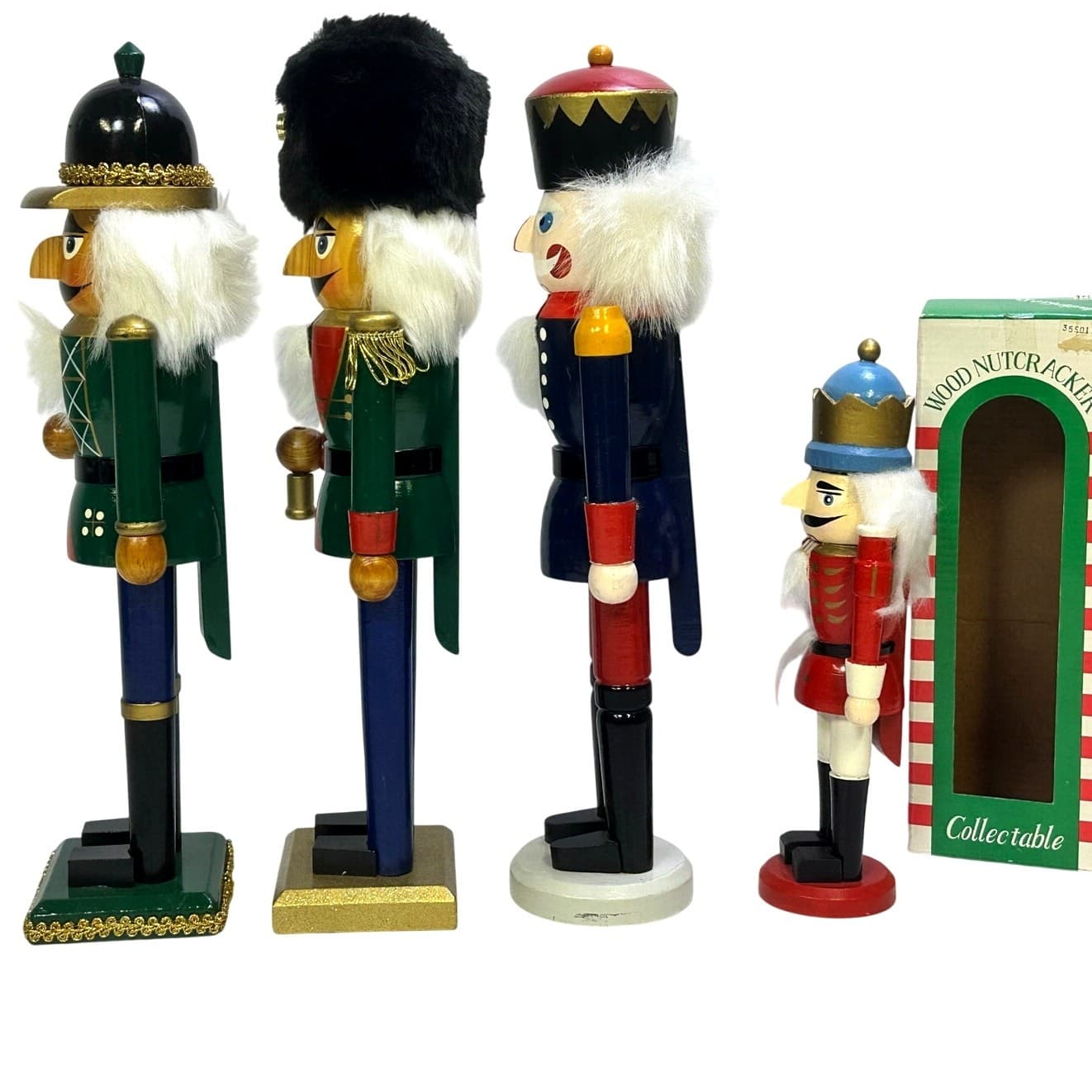 Festive Holiday 10"-15" Vibrant and Colorful Wooden Soldier Nutcrackers-Set of 4 - Thumbnail 2