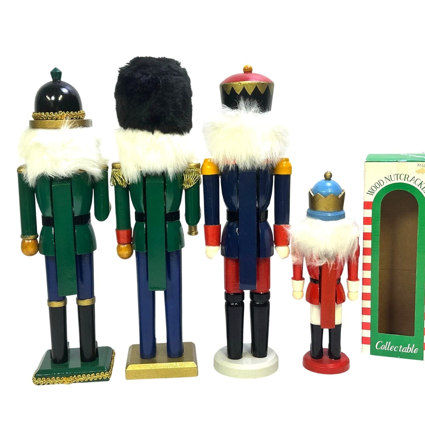 Festive Holiday 10"-15" Vibrant and Colorful Wooden Soldier Nutcrackers-Set of 4 - Thumbnail 3