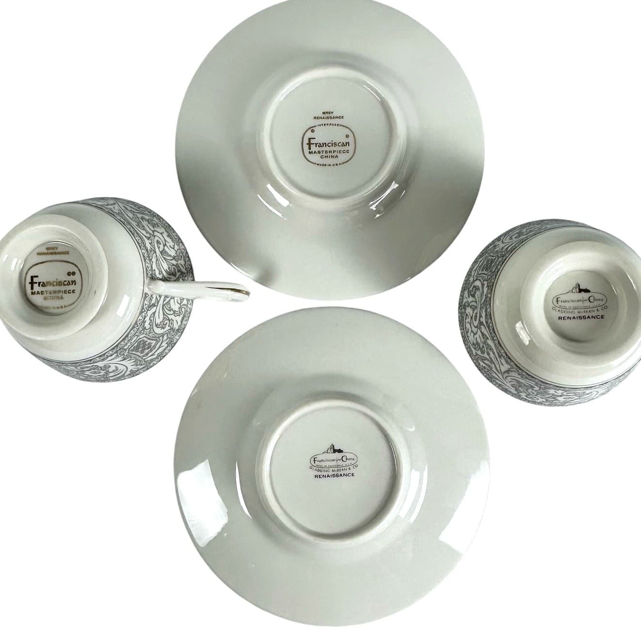 Franciscan Grey Renaissance Cup/Saucer Masterpiece & Gladding McBean-Set of 2 - Thumbnail 10