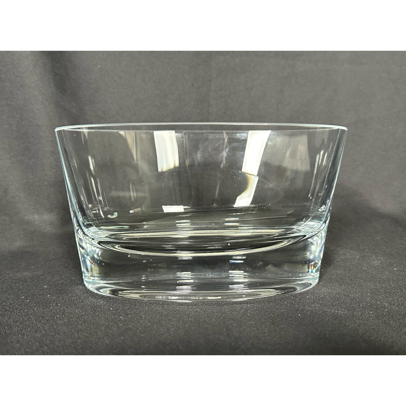 Crystal Contemporary Clear Heavy Base Oval Bowl-Poland