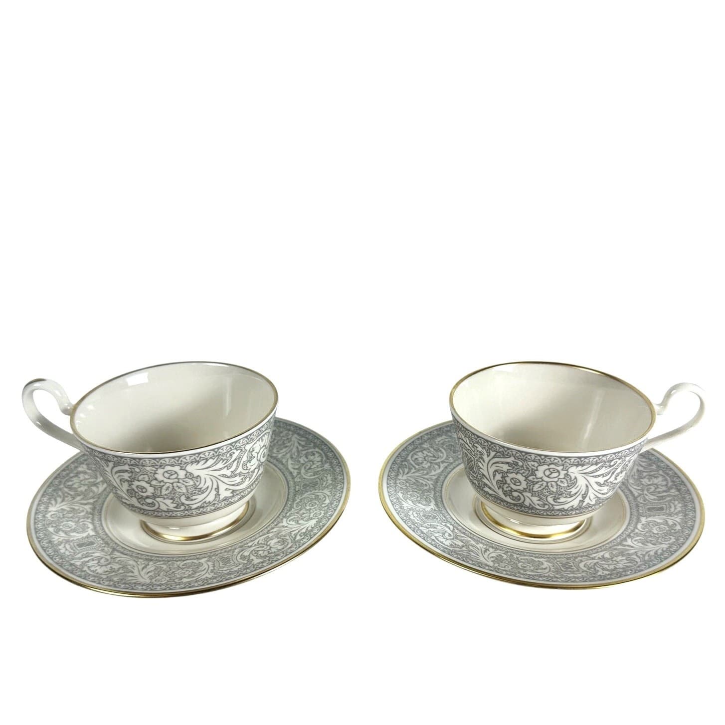 Franciscan Grey Renaissance Cup/Saucer Masterpiece & Gladding McBean-Set of 2