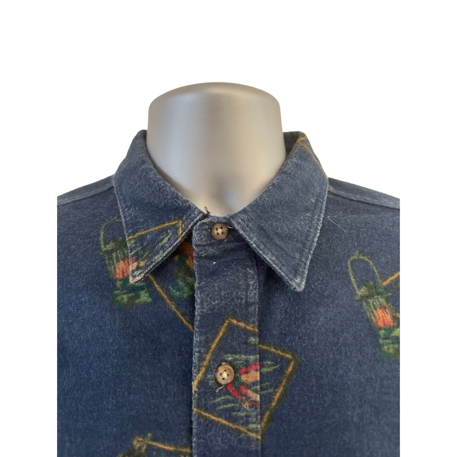 Eddie Bauer Men's M 100% Cotton Vintage Flannel Outdoor Animals Wildlife Pattern - Thumbnail 2