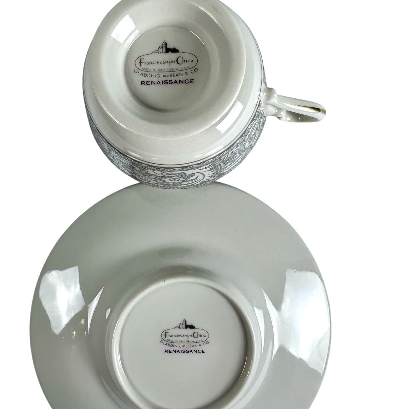 Franciscan Grey Renaissance Cup/Saucer Masterpiece & Gladding McBean-Set of 2 - Thumbnail 12