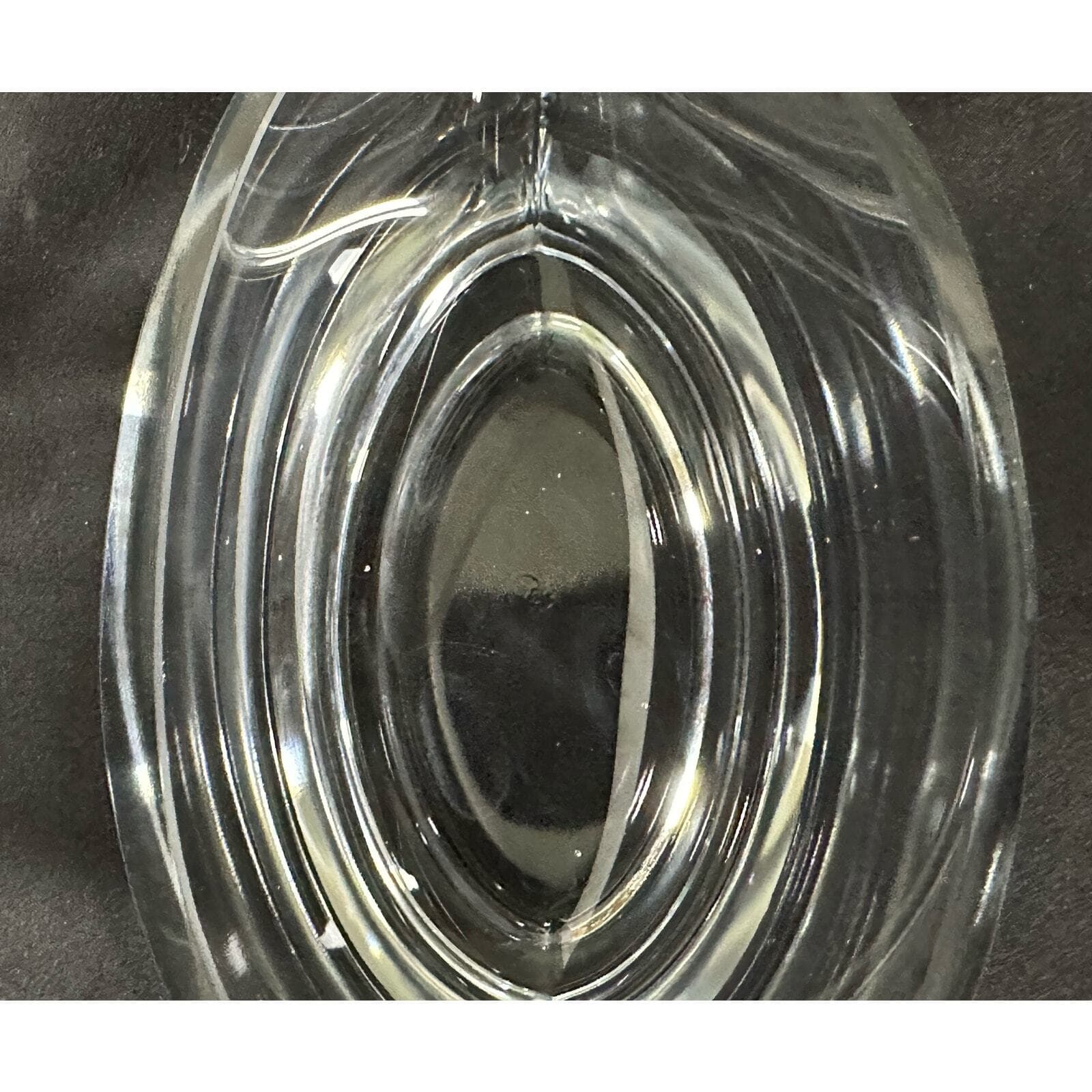 Crystal Contemporary Clear Heavy Base Oval Bowl-Poland - Thumbnail 5