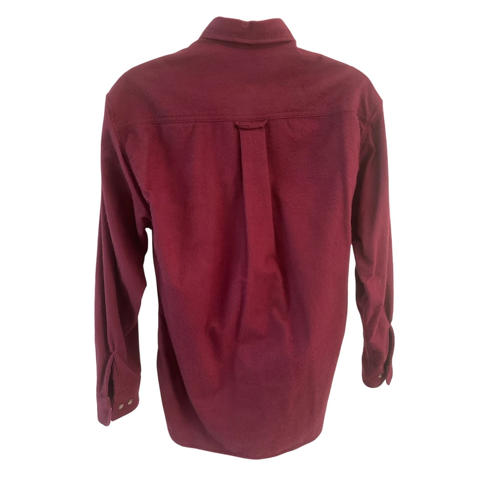 Eddie Bauer Men's Medium 16517 Heavy Flannel Chamois Burgundy Outdoor Shirt - Thumbnail 6