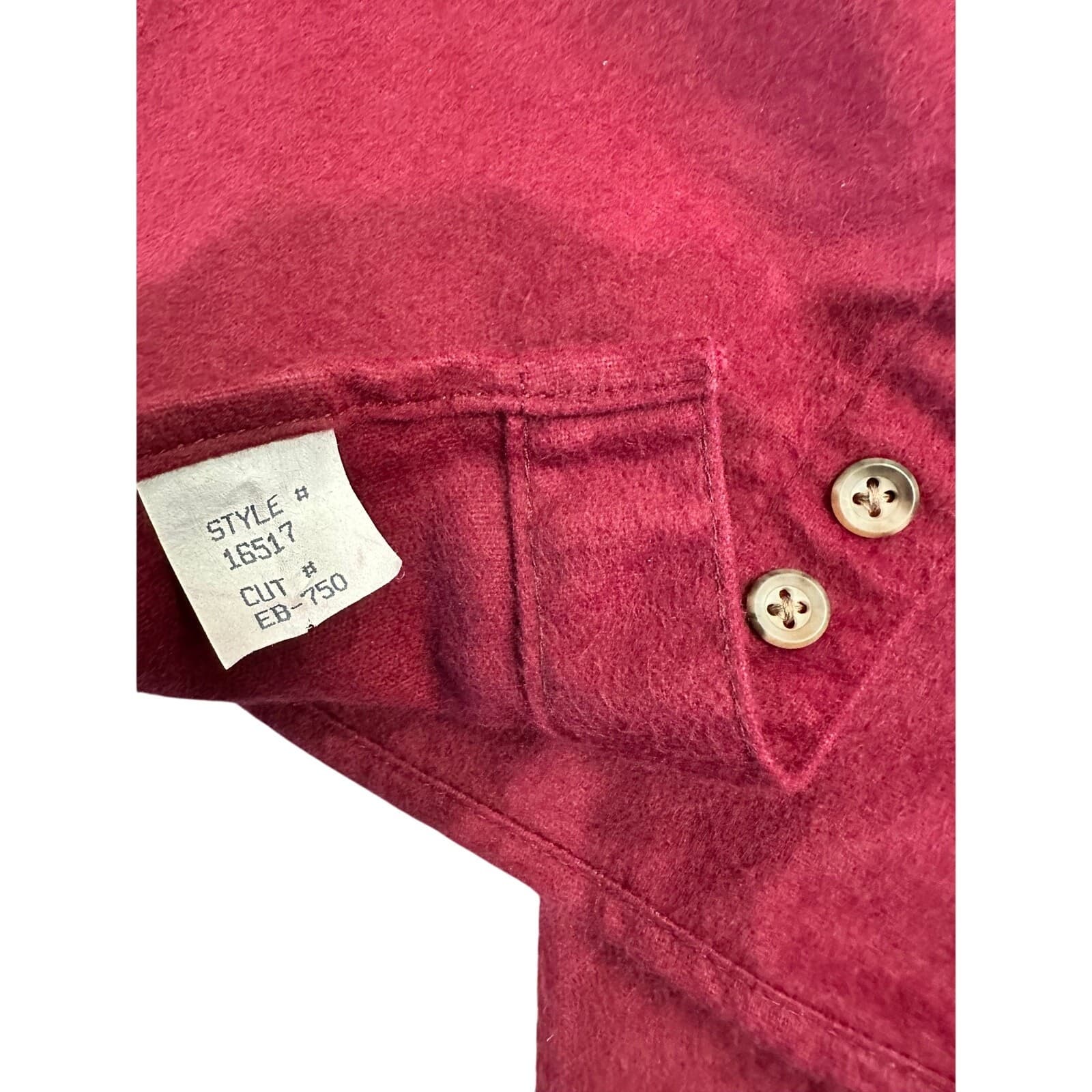 Eddie Bauer Men's Medium 16517 Heavy Flannel Chamois Burgundy Outdoor Shirt - Thumbnail 9