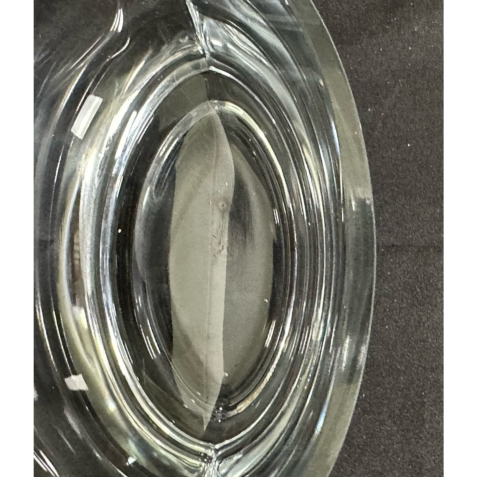 Crystal Contemporary Clear Heavy Base Oval Bowl-Poland - Thumbnail 7