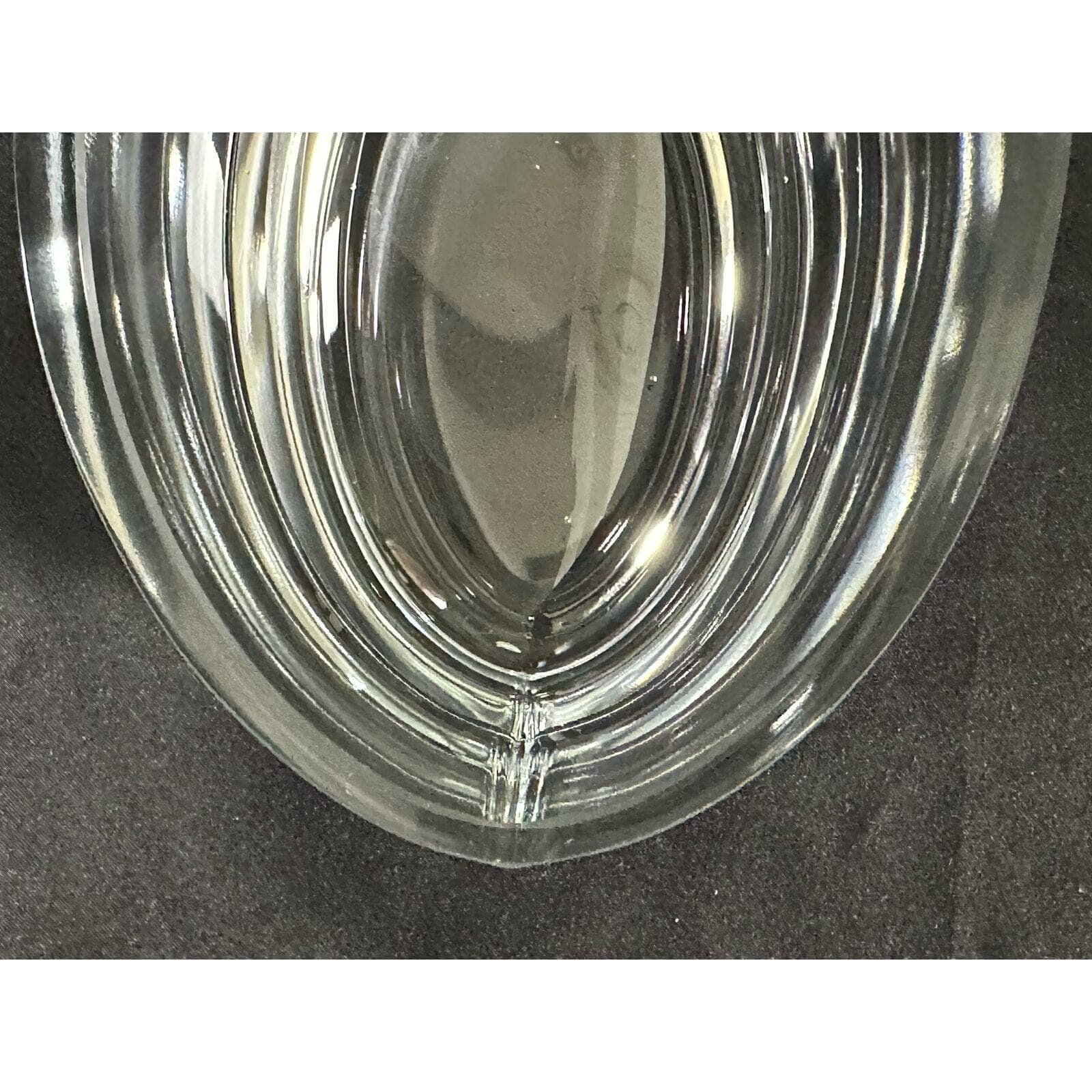 Crystal Contemporary Clear Heavy Base Oval Bowl-Poland - Thumbnail 4