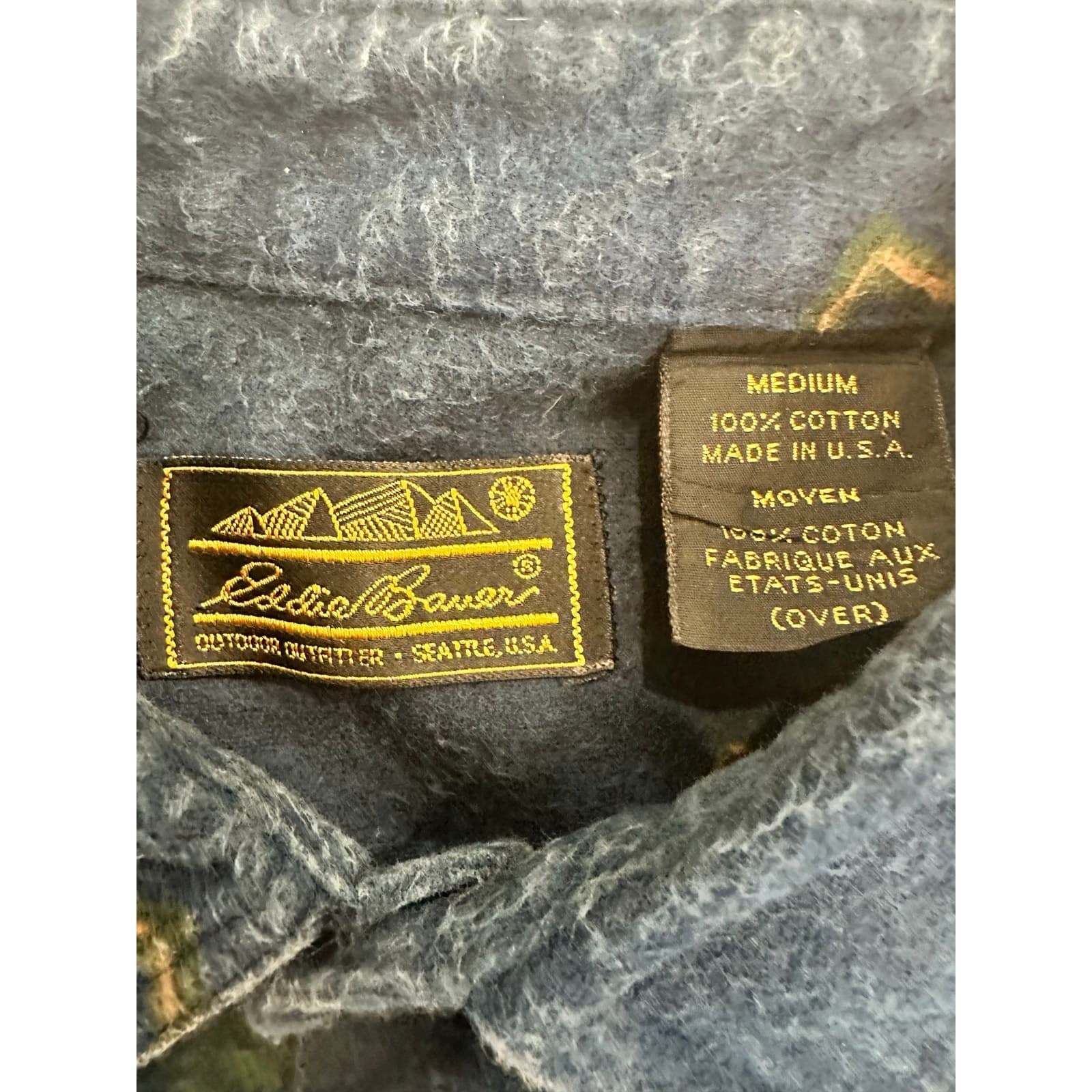 Eddie Bauer Men's M 100% Cotton Vintage Flannel Outdoor Animals Wildlife Pattern - Thumbnail 9