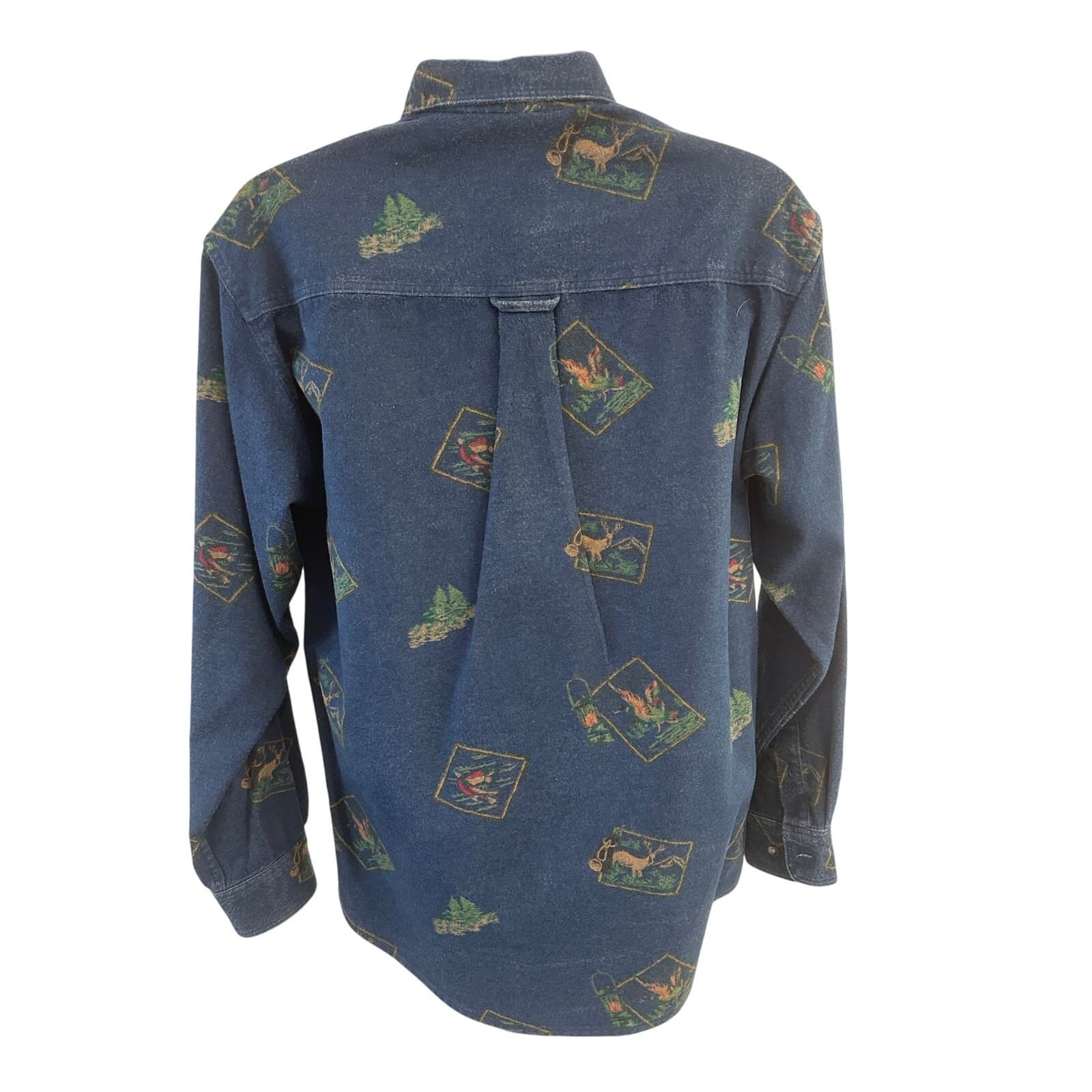 Eddie Bauer Men's M 100% Cotton Vintage Flannel Outdoor Animals Wildlife Pattern - Thumbnail 4