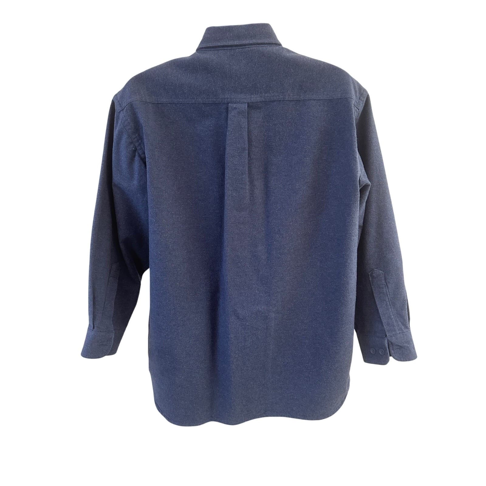 L L Bean Men's Large 0MT03 Heather Blue Flannel Chamois Cloth Soft Outdoor Shirt - Thumbnail 6