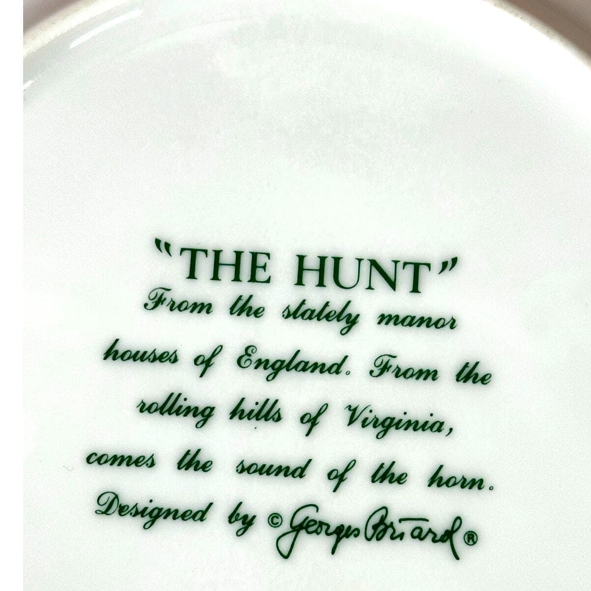 "The Hunt by Georges Briard Green Rim Accent" Salad Plate in Box-Set of 4-RARE! - Thumbnail 4
