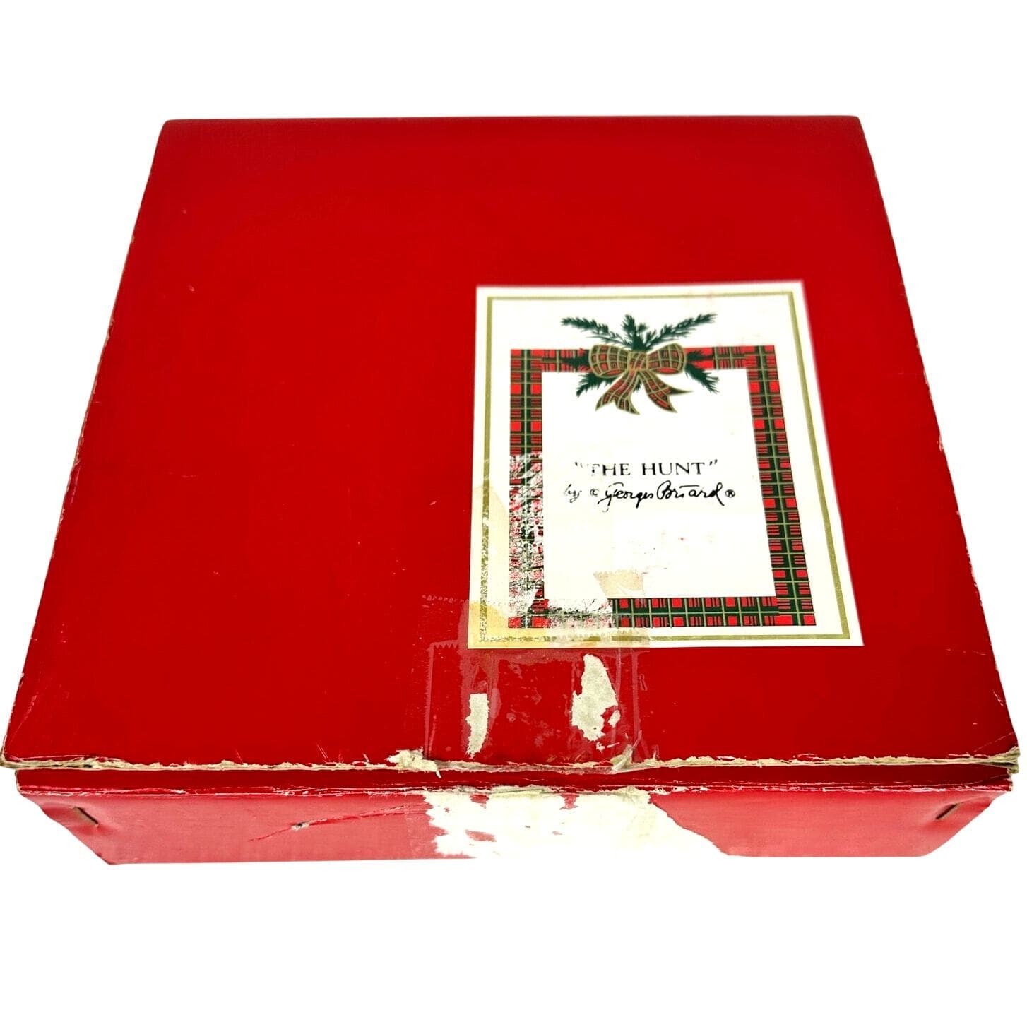 "The Hunt by Georges Briard Green Rim Accent" Salad Plate in Box-Set of 4-RARE! - Thumbnail 5