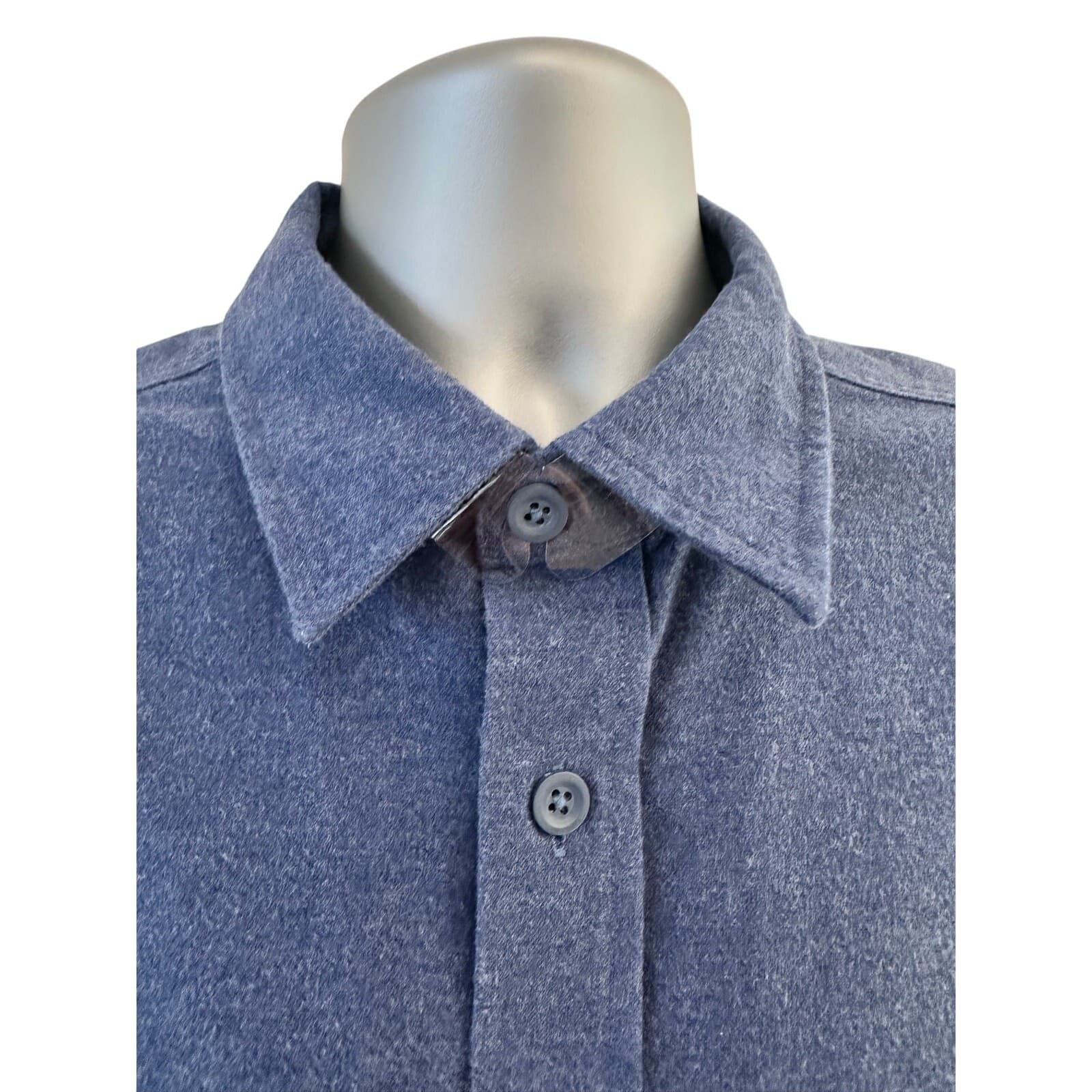 L L Bean Men's Large 0MT03 Heather Blue Flannel Chamois Cloth Soft Outdoor Shirt - Thumbnail 2