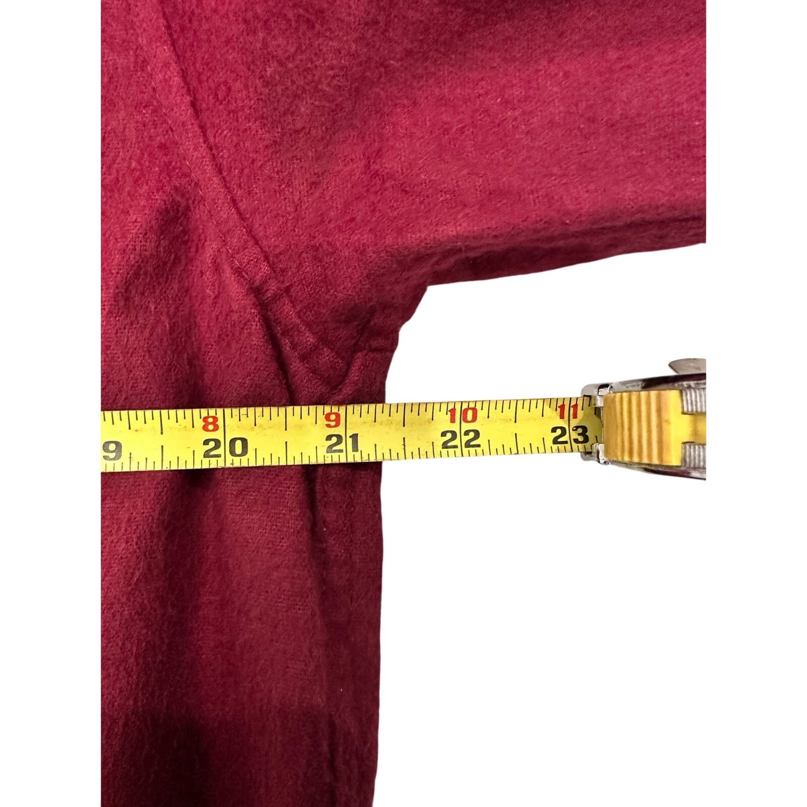 Eddie Bauer Men's Medium 16517 Heavy Flannel Chamois Burgundy Outdoor Shirt - Thumbnail 7