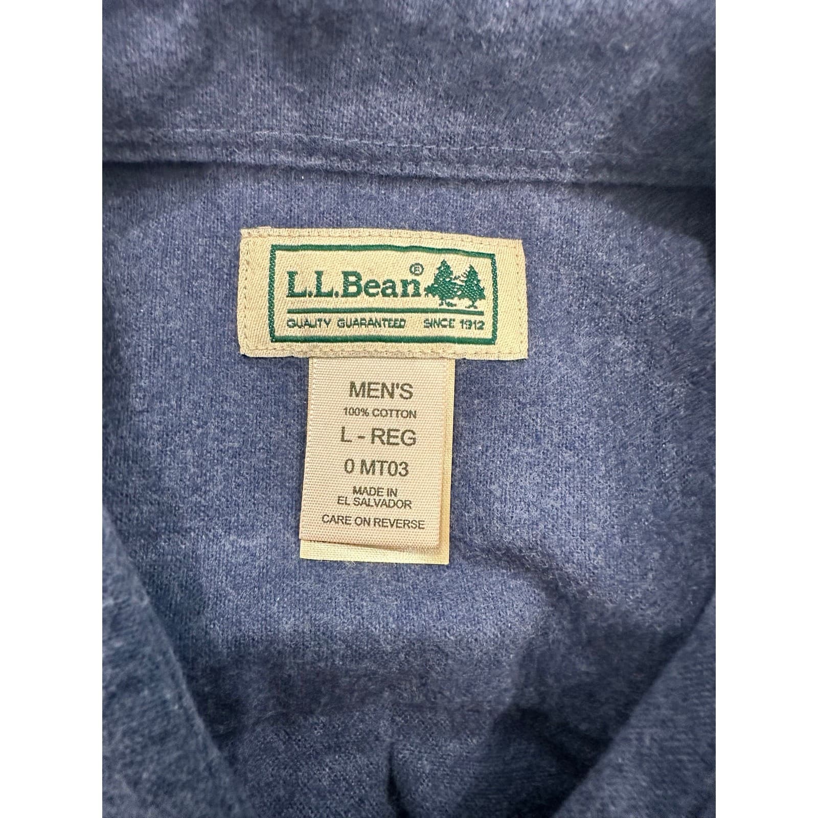 L L Bean Men's Large 0MT03 Heather Blue Flannel Chamois Cloth Soft Outdoor Shirt - Thumbnail 9