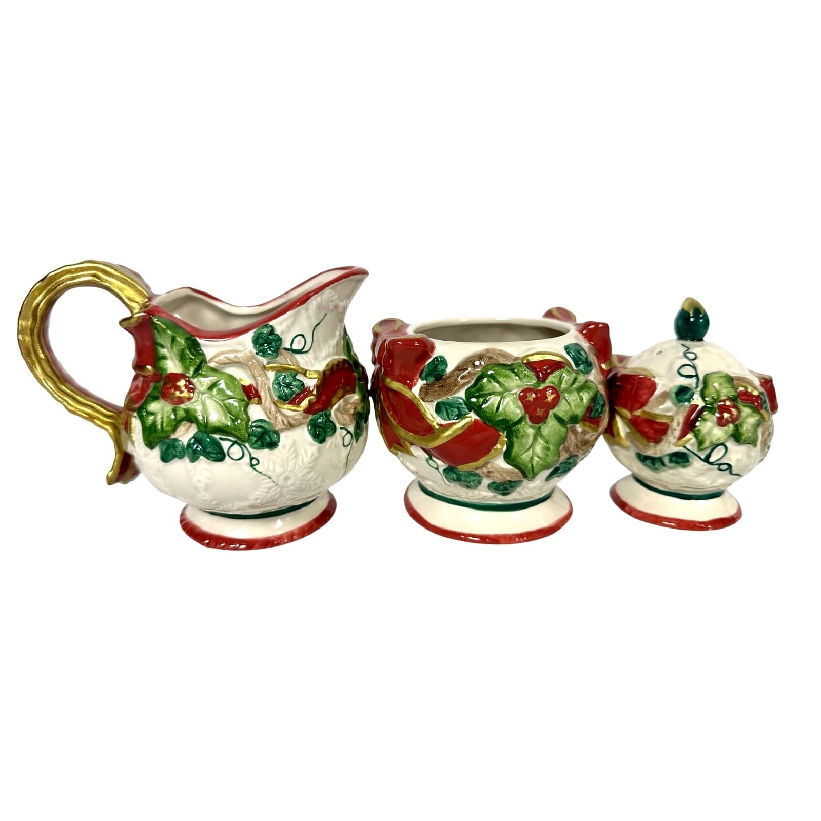 Fitz & Floyd OCI Sri Lanka 3-Pieces-Baroque Creamer Sugar/No Lid & One Shaker - Thumbnail 7