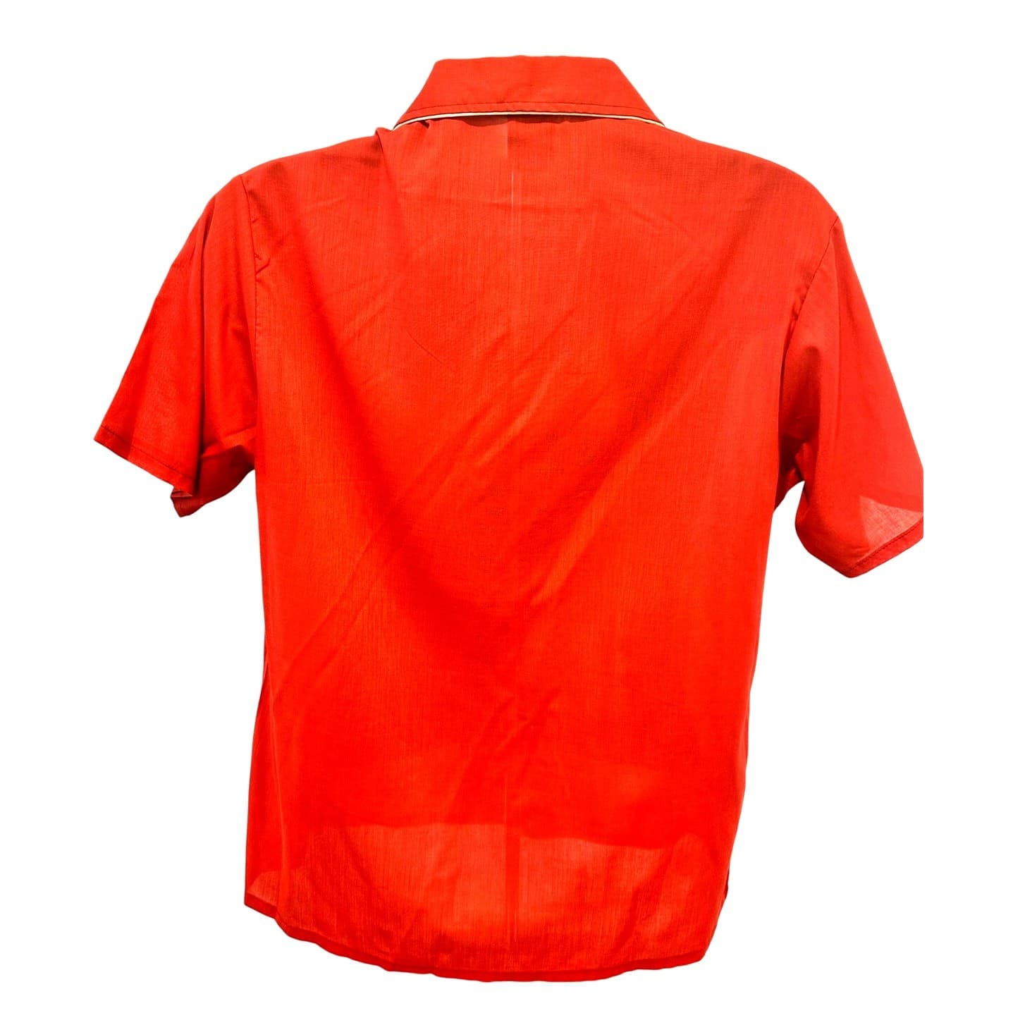 CORONET CASUALS Vintage Men’s L Burnt Orange Shirt Rare Palm Tree Design - Thumbnail 2