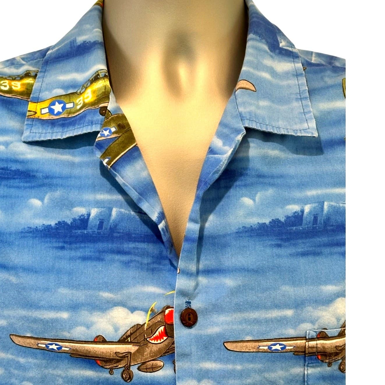 Pacific Legend Vintage Fighter Plane Hawaiian Shirt Men's Size XL Very Good - Thumbnail 4