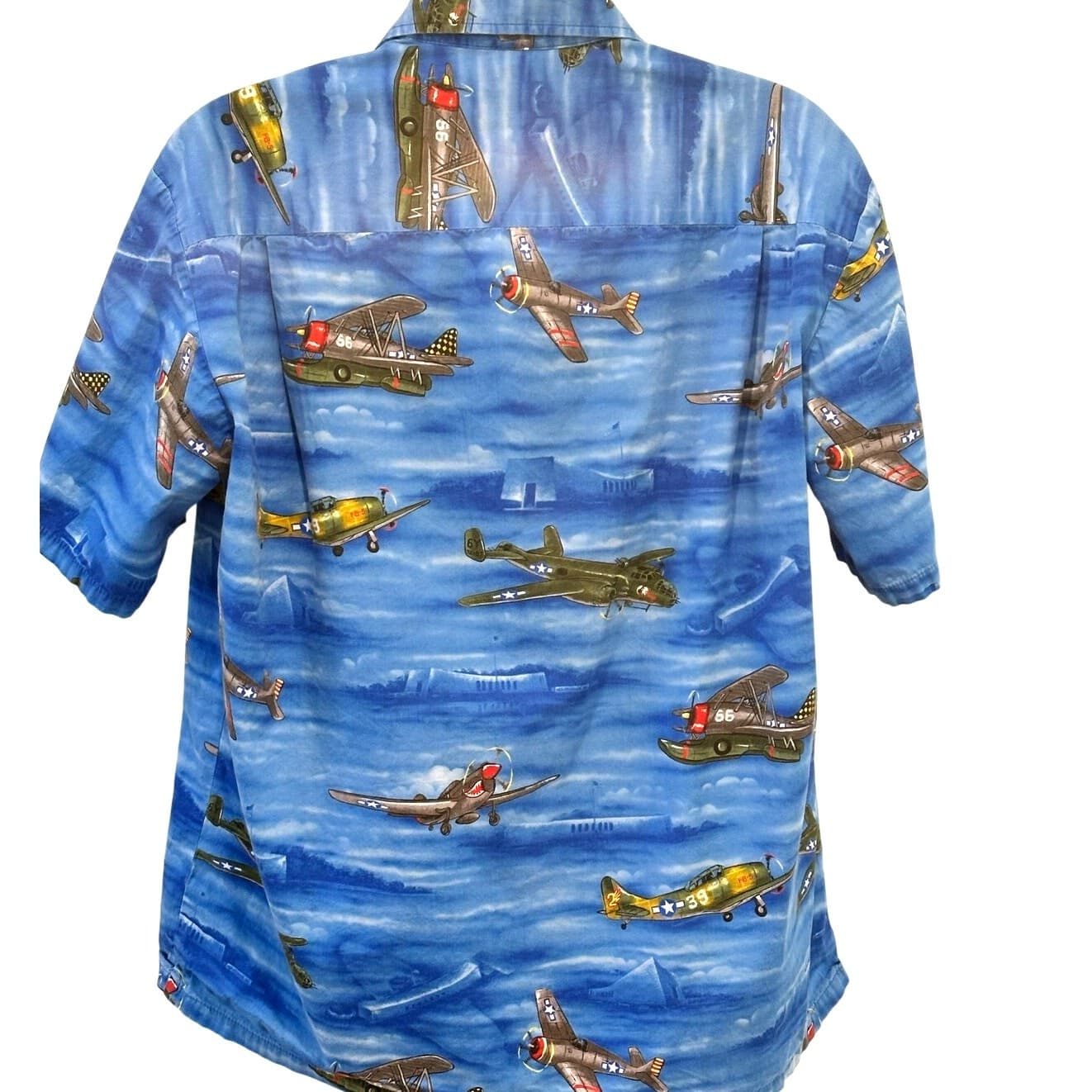Pacific Legend Vintage Fighter Plane Hawaiian Shirt Men's Size XL Very Good - Thumbnail 2
