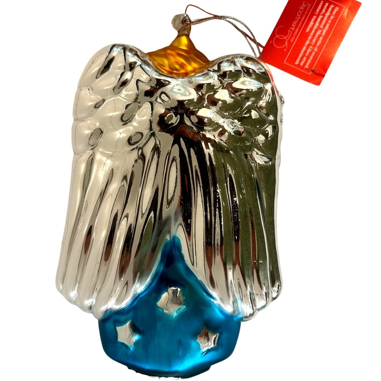 Department 56 Handblown 1992 Mercury Glass Large Christmas 'Angel' Ornament-New - Thumbnail 4