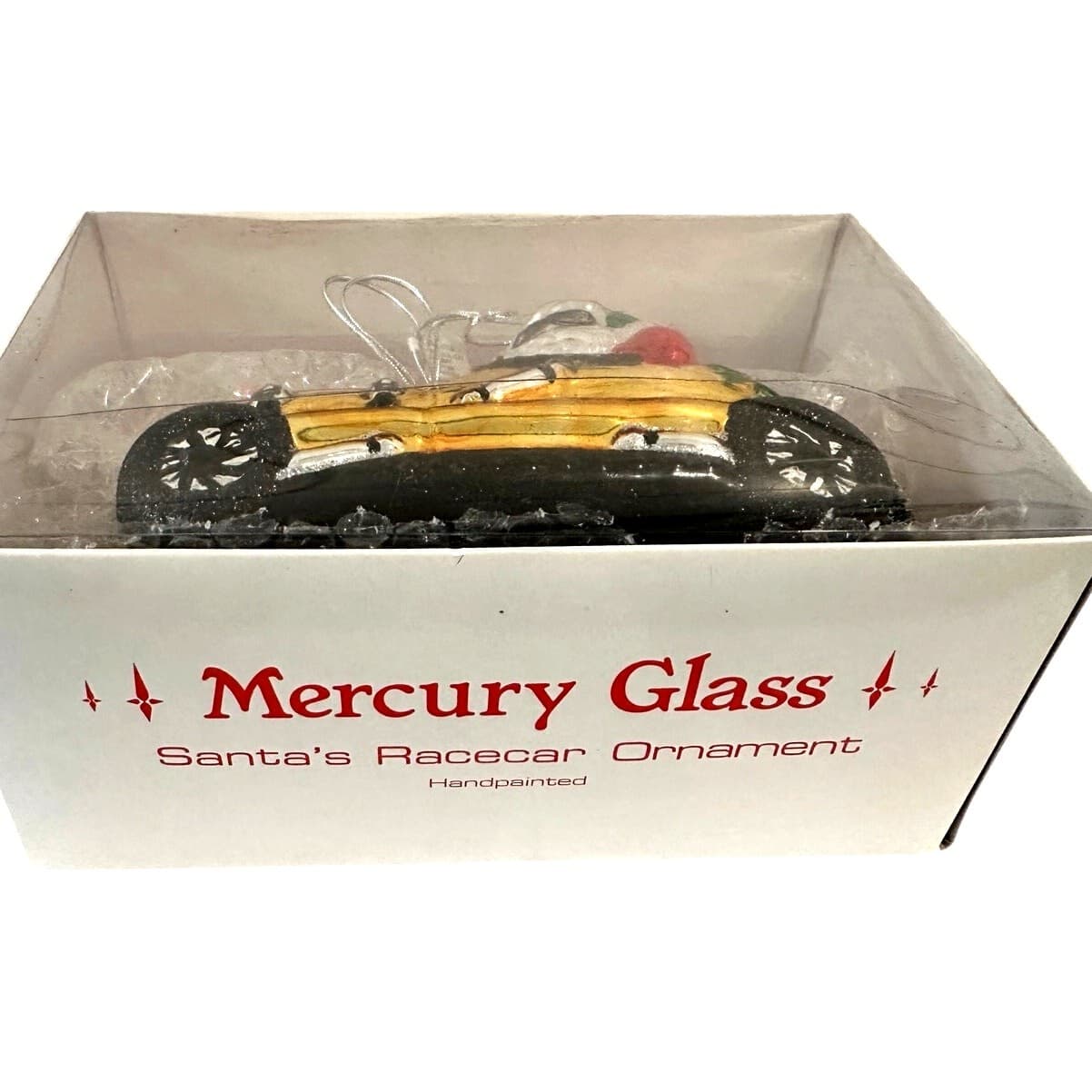 Dept 56 Handblown Mercury Glass Jumbo Christmas 'Santa's Racecar' Ornament-NWT - Thumbnail 2