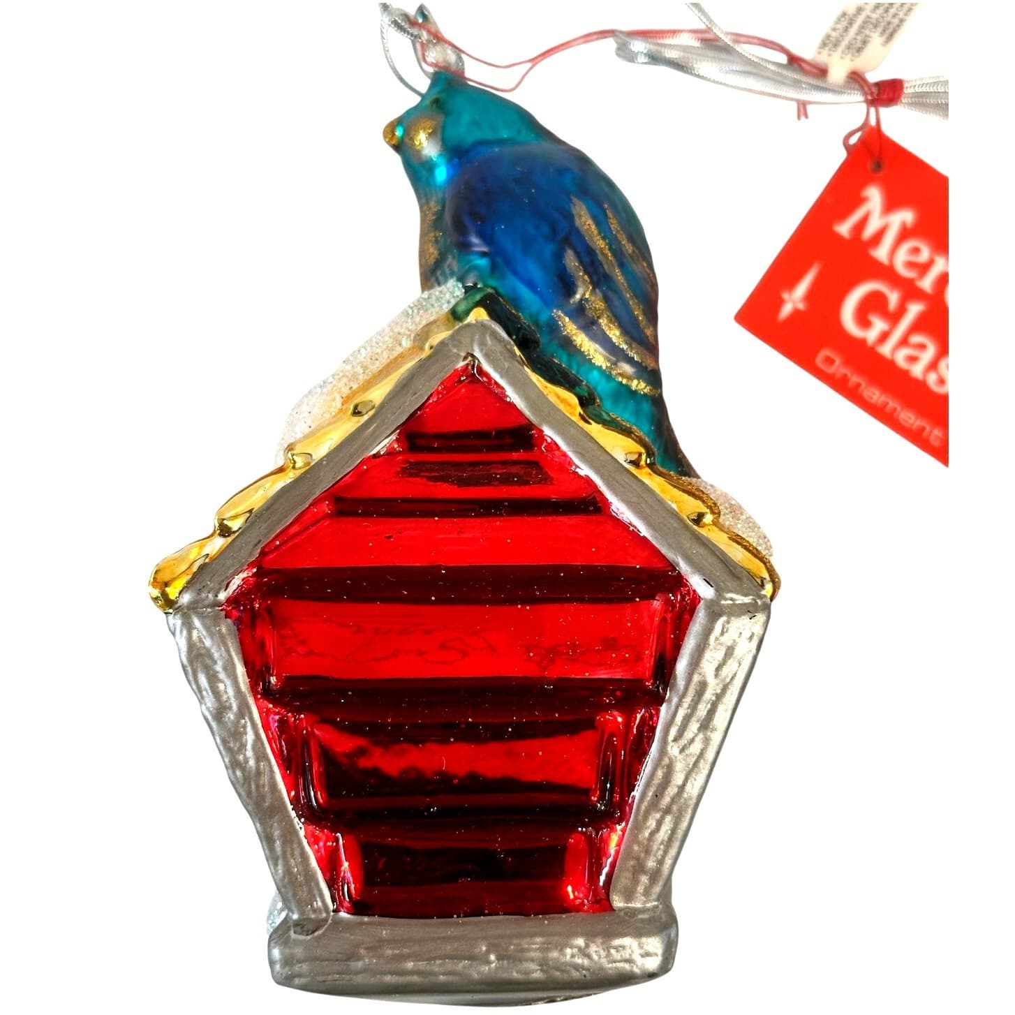 Department 56 Handblown Mercury Glass Jumbo Christmas 'Birdhouse' Ornament-NWT - Thumbnail 4