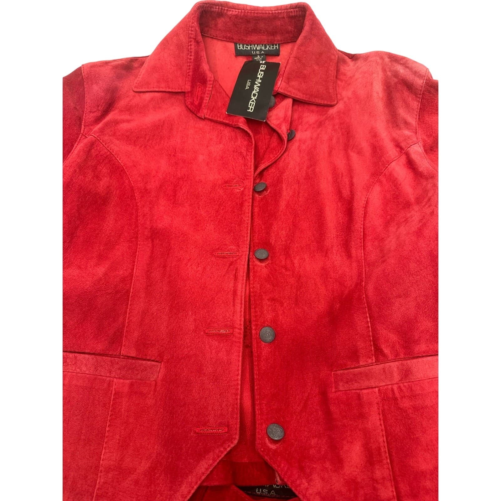 Bushwhacker USA Vintage 2-Piece Red Suede Jacket & Gaucho Short Set-New w/Tags - Thumbnail 3