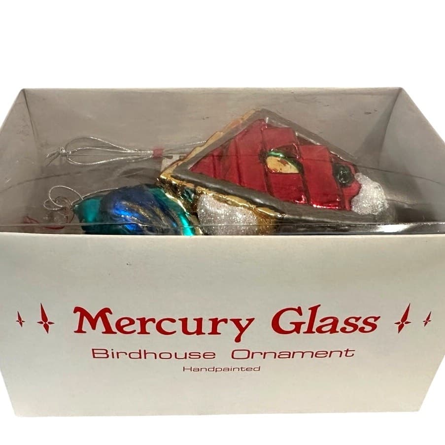 Department 56 Handblown Mercury Glass Jumbo Christmas 'Birdhouse' Ornament-NWT - Thumbnail 6