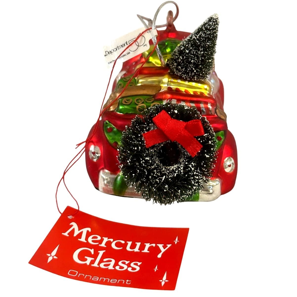 Department 56 Handblown Mercury Glass Jumbo Christmas Pickup Truck Ornament-NWT - Thumbnail 3
