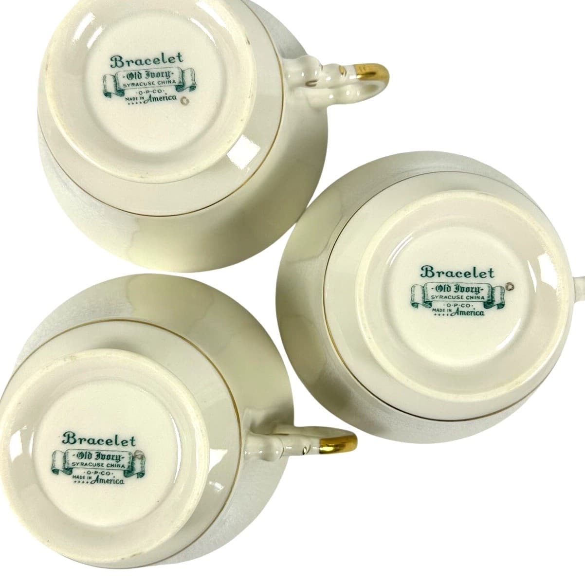 Syracuse China Bracelet Old Ivory Coffee/Tea Cups Encrusted Gold-Set of 3 - Thumbnail 5