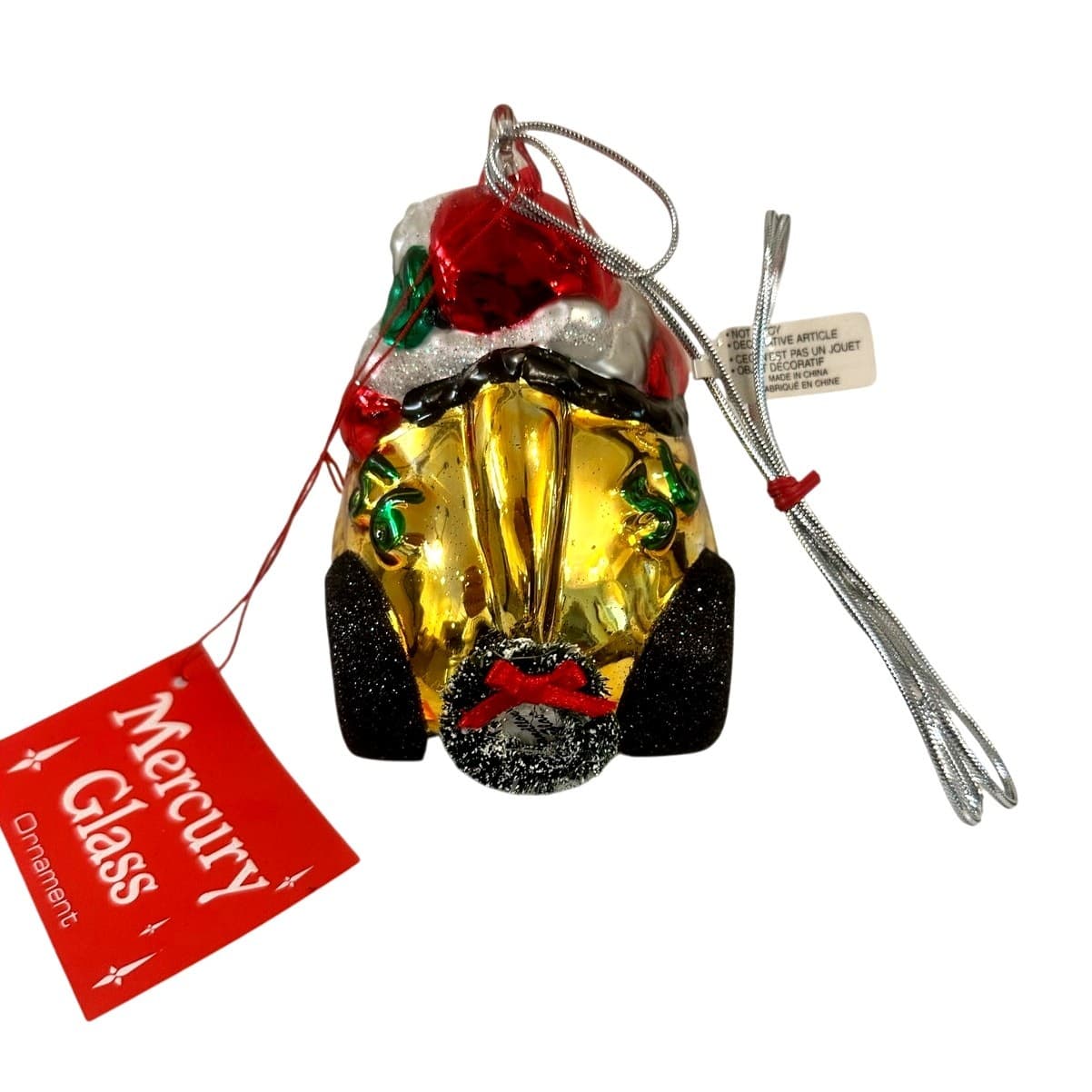 Dept 56 Handblown Mercury Glass Jumbo Christmas 'Santa's Racecar' Ornament-NWT - Thumbnail 3