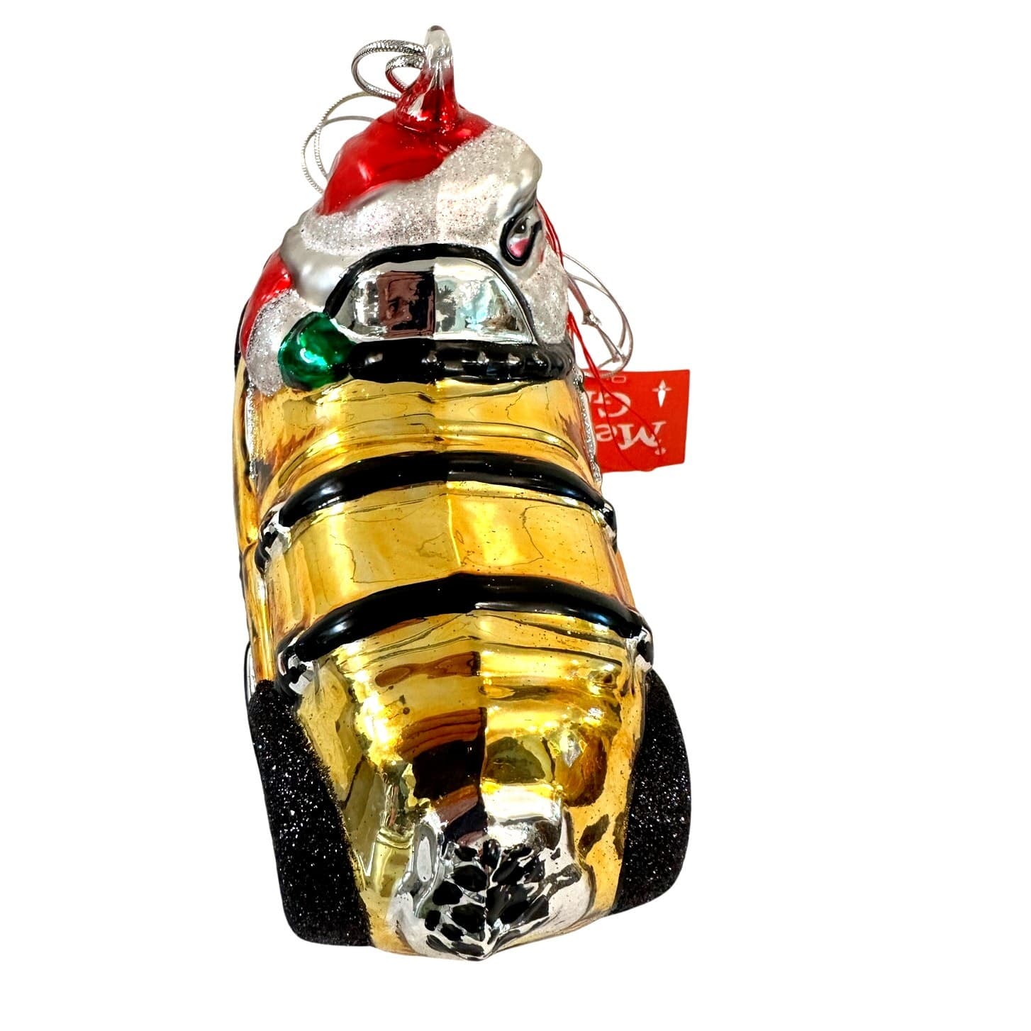 Dept 56 Handblown Mercury Glass Jumbo Christmas 'Santa's Racecar' Ornament-NWT - Thumbnail 5