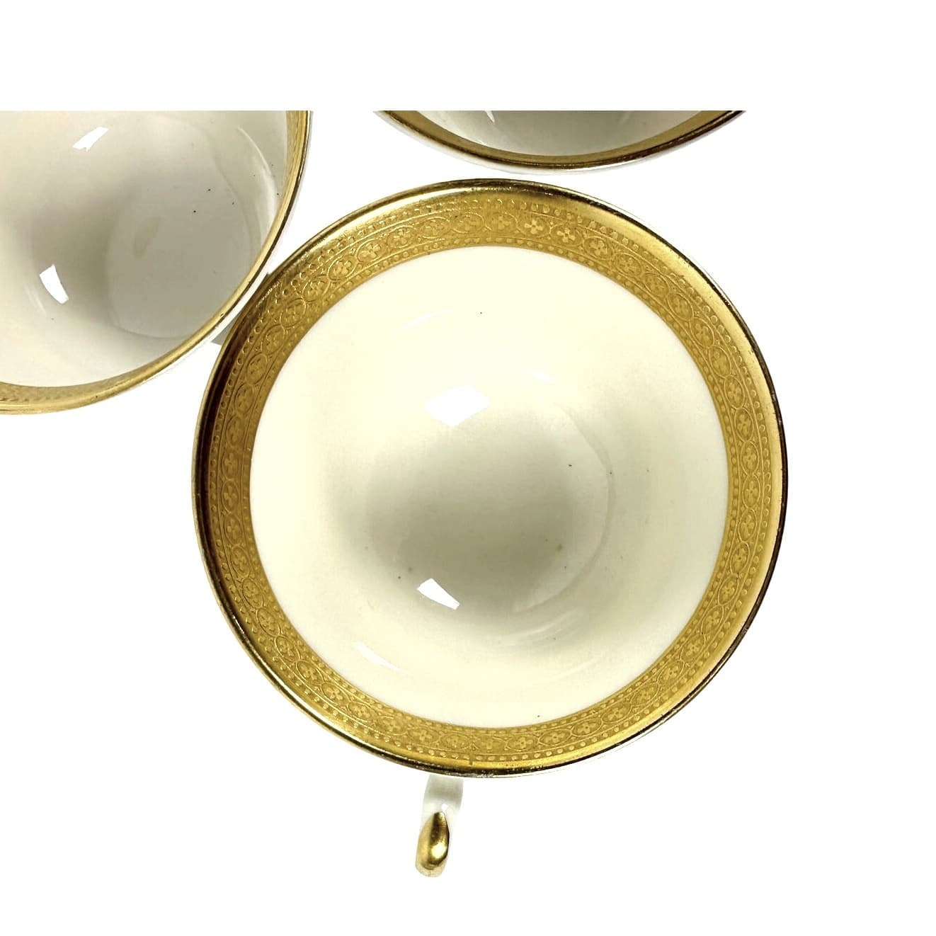 Syracuse China Bracelet Old Ivory Coffee/Tea Cups Encrusted Gold-Set of 3 - Thumbnail 4