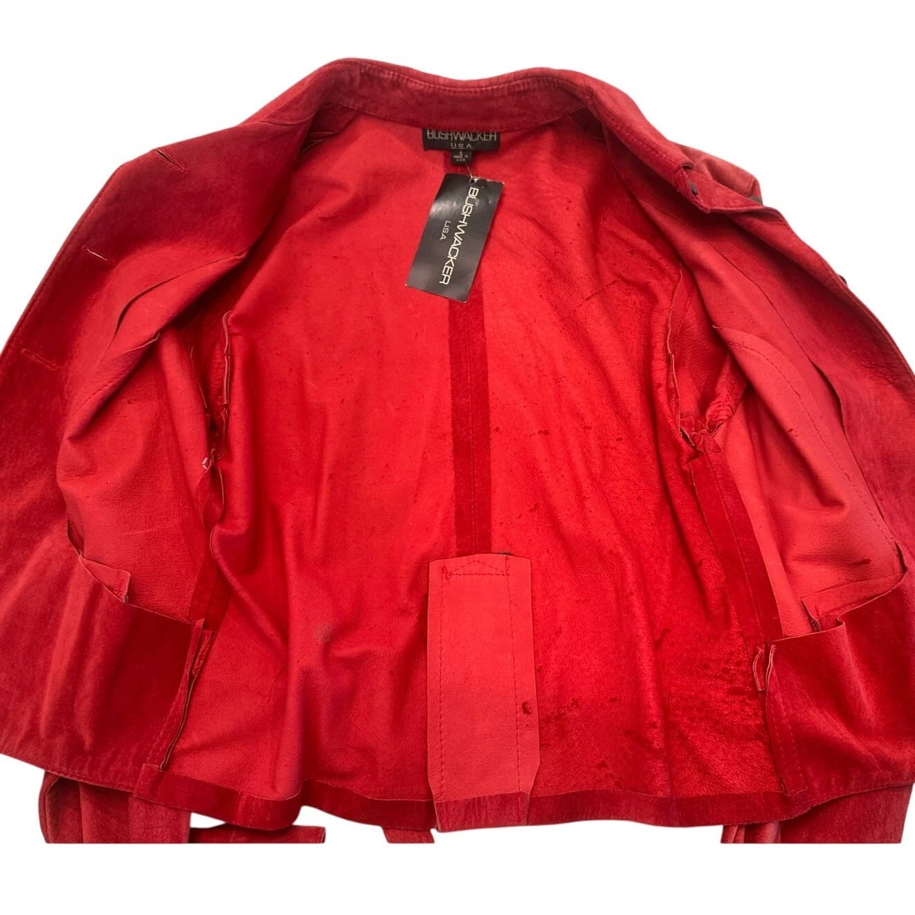 Bushwhacker USA Vintage 2-Piece Red Suede Jacket & Gaucho Short Set-New w/Tags - Thumbnail 4