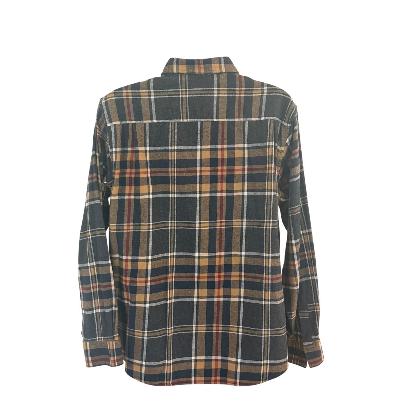 Weatherproof Vintage Men's XL Plaid Flannel Button Down Shirt Gray Tan Cotton - Thumbnail 3