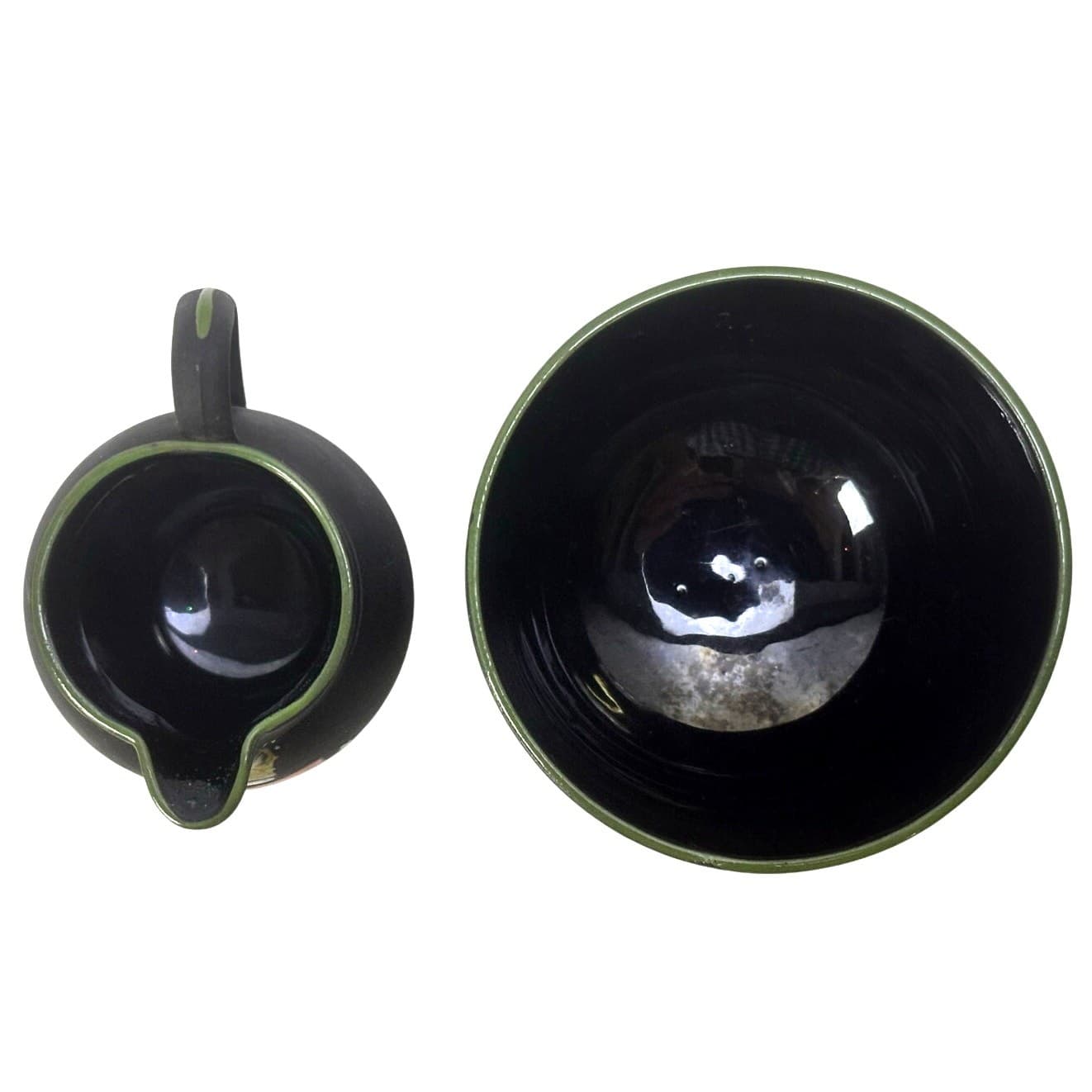 Wedgwood c.1890-1920 Kenlock Ware Black Basalt Creamer/Sugar New Brunswick Crest - Thumbnail 2