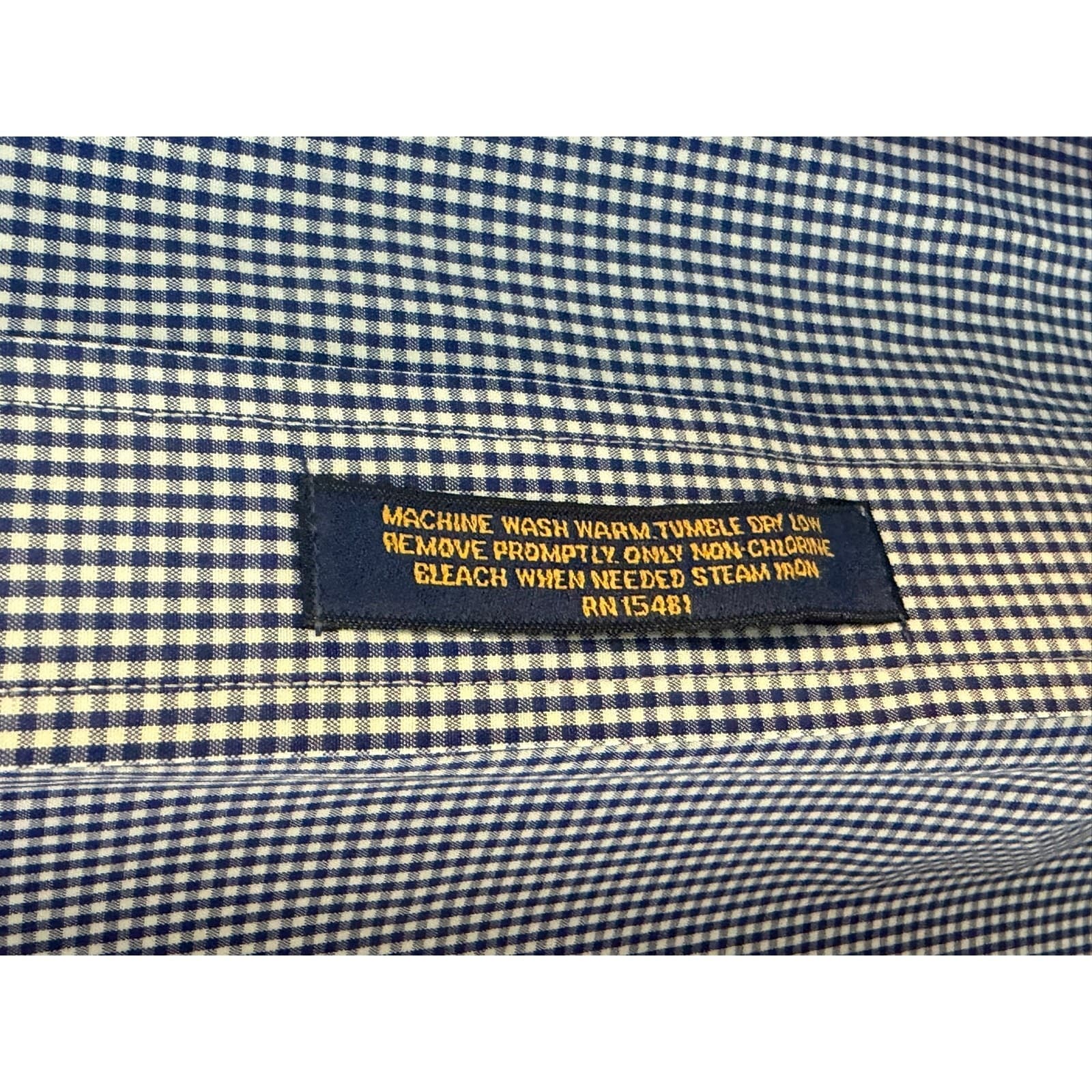 Tommy Hilfiger Men's 15.5 34 Blue White Gingham Short Sleeve Button Shirt - Thumbnail 3