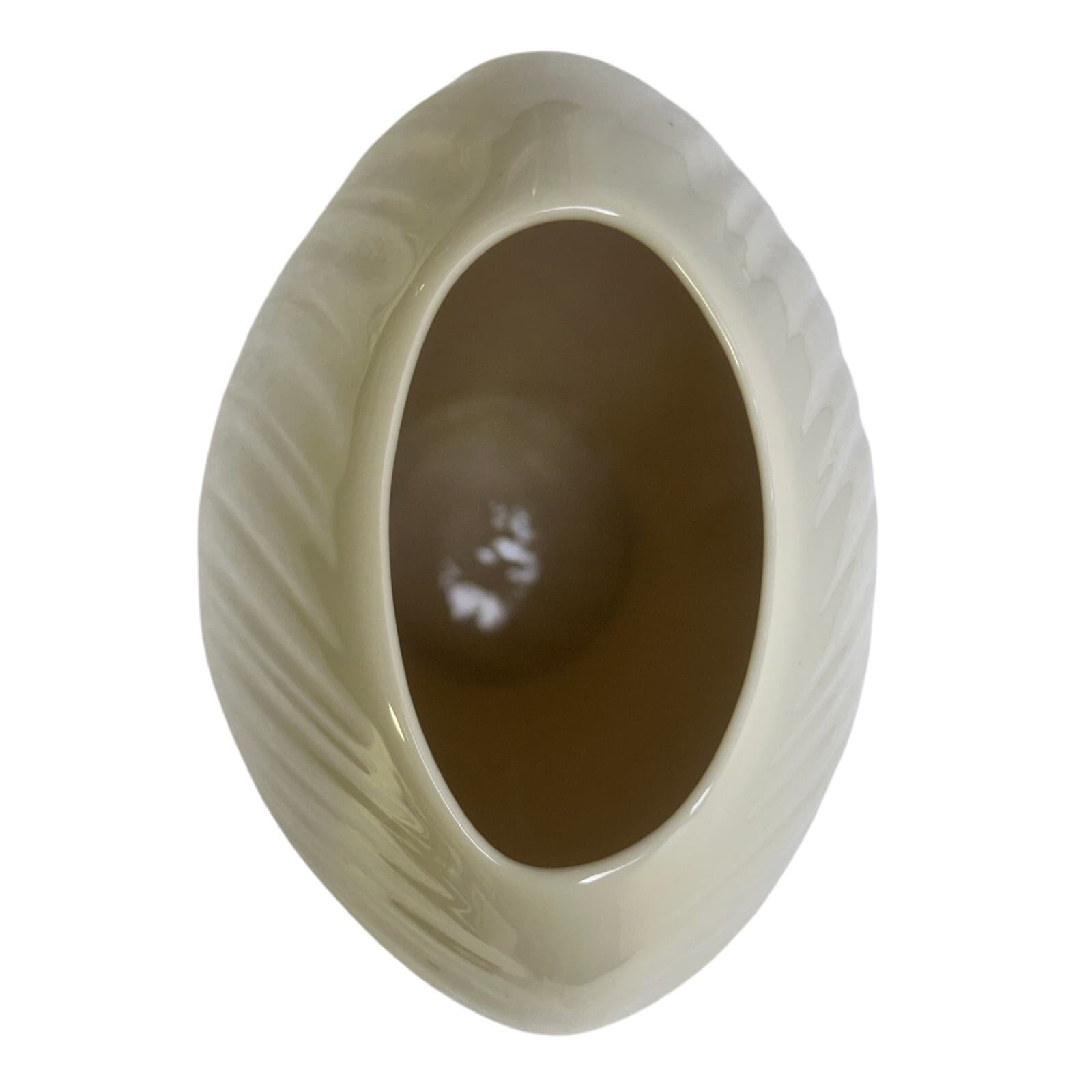 Lenox Mirage Medium 8" Elegant Modern Ribbed Cream Porcelain Vintage Oval Vase - Thumbnail 5