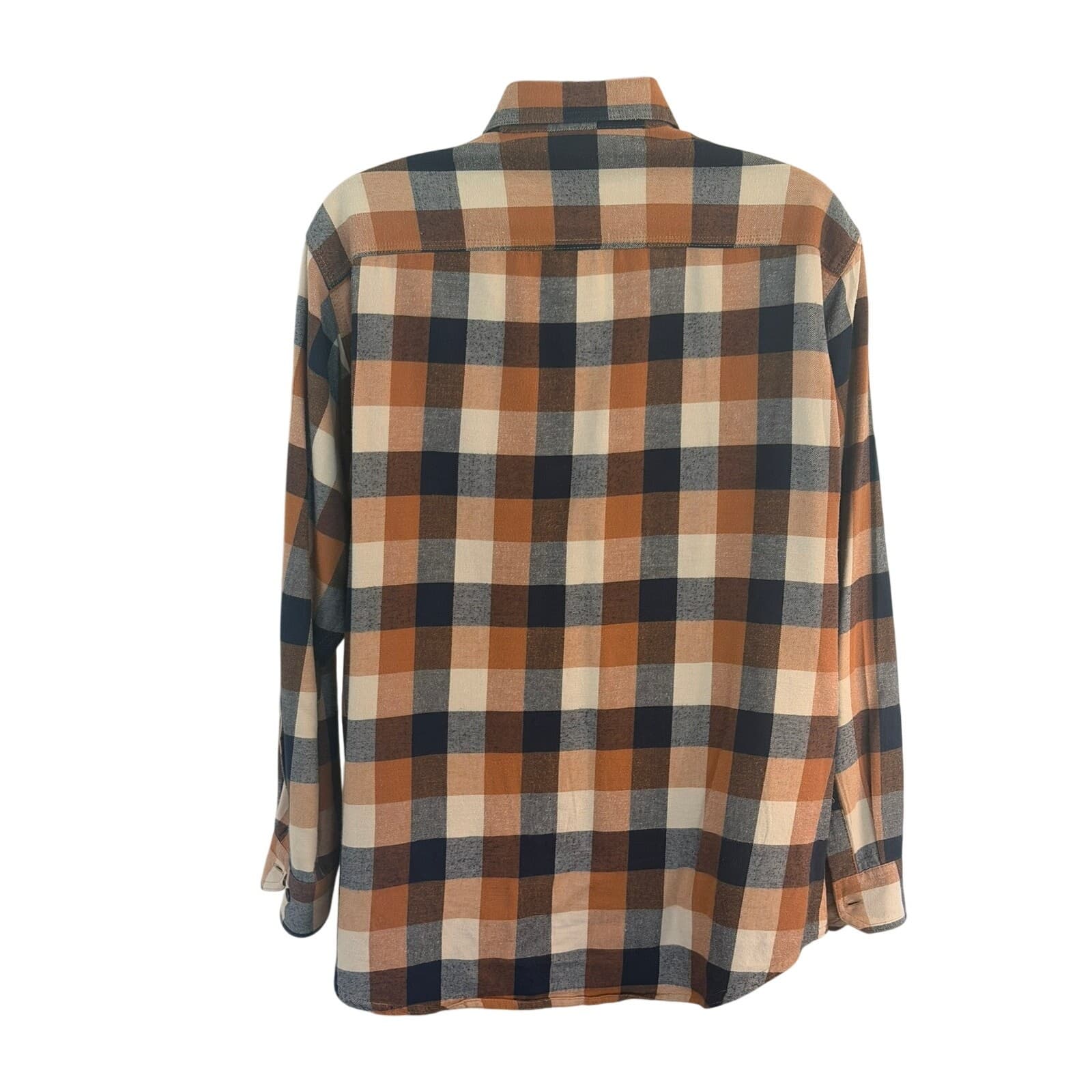 RedHead Men's Large Plaid Flannel Shirt Brown Blue Button Front Long Sleeve1909 - Thumbnail 4