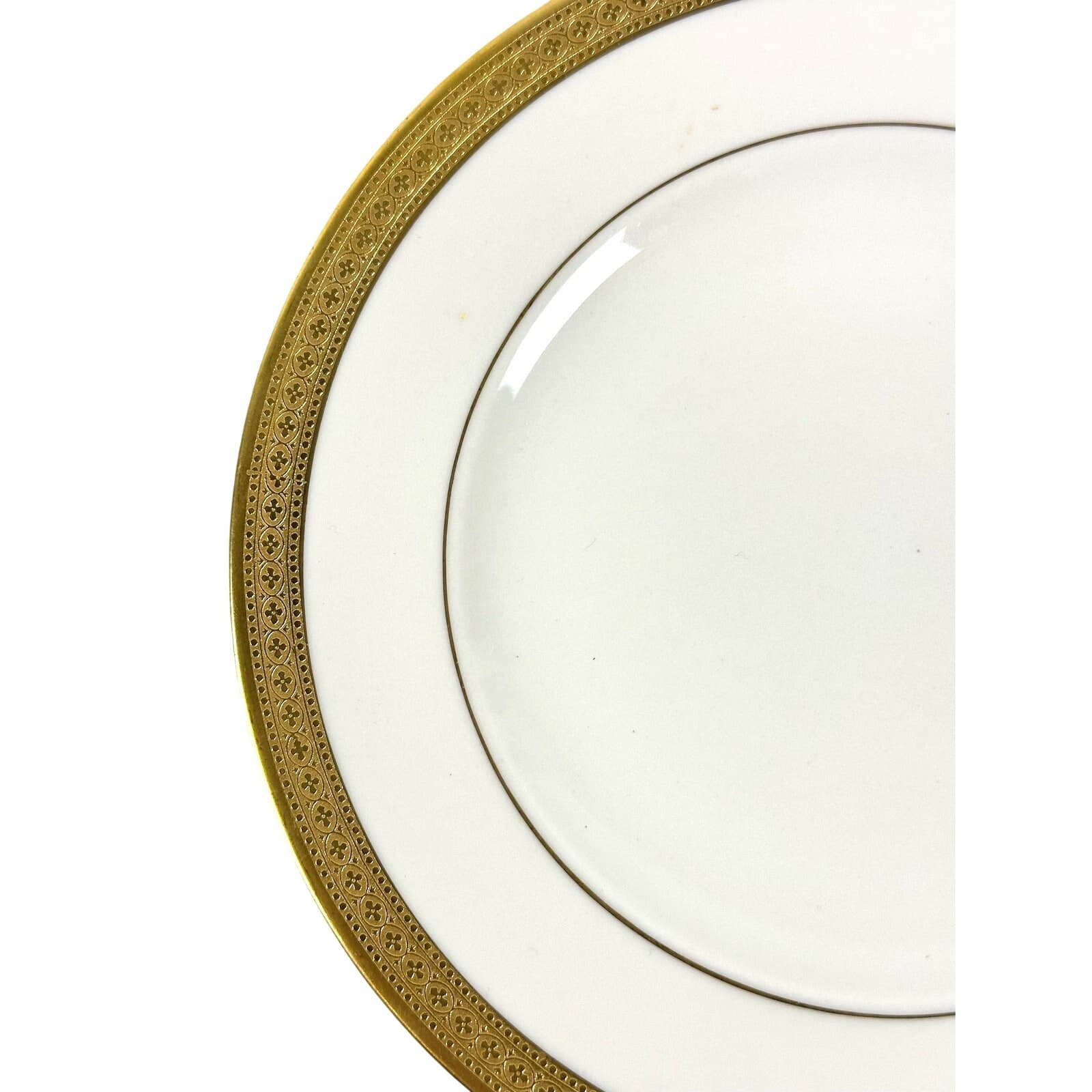 Syracuse China Bracelet Old Ivory Retired Salad Plates Encrusted Gold-Set of 4 - Thumbnail 5