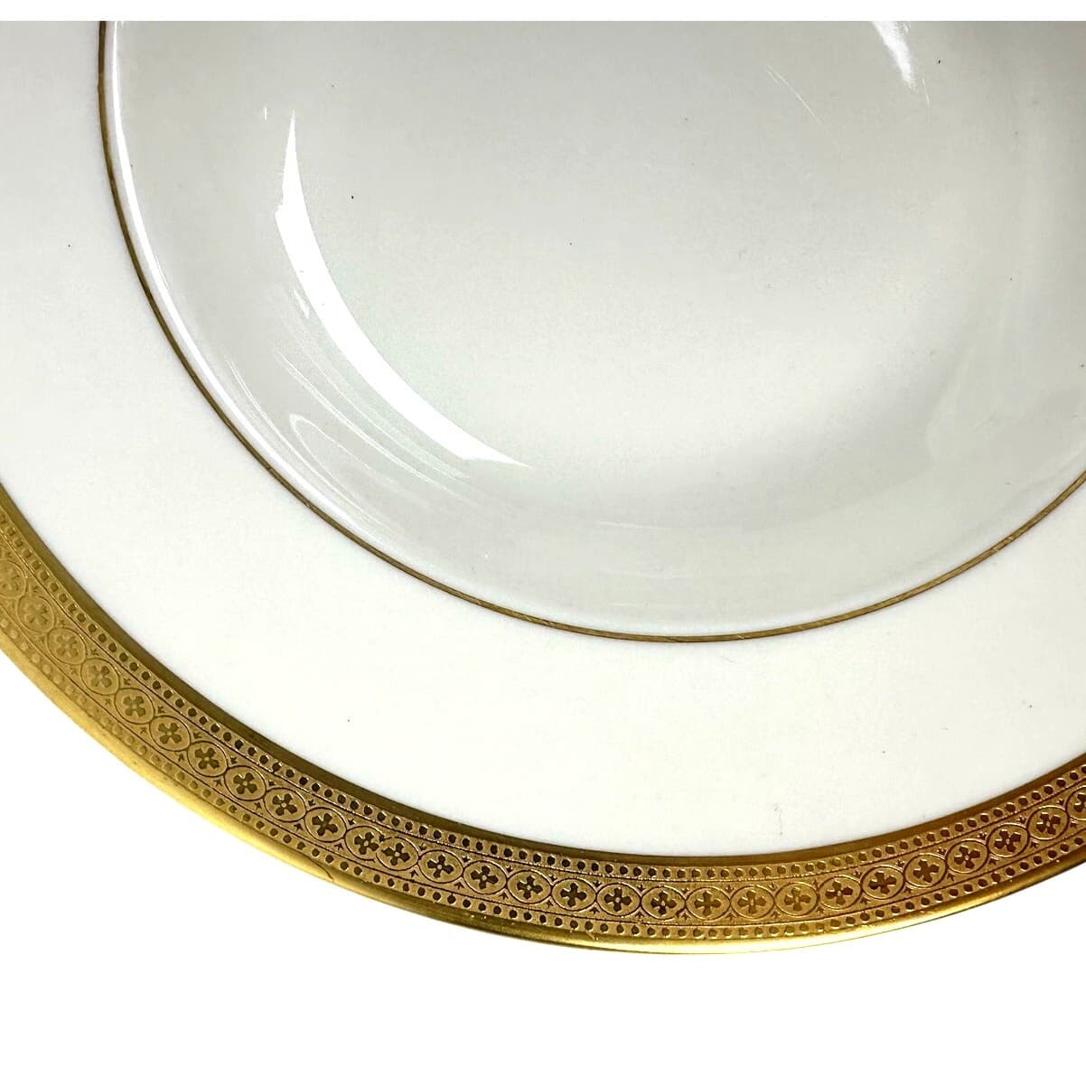 Syracuse China Bracelet Old Ivory Retired Rim Soup Bowls Encrusted Gold-Set of 4 - Thumbnail 5