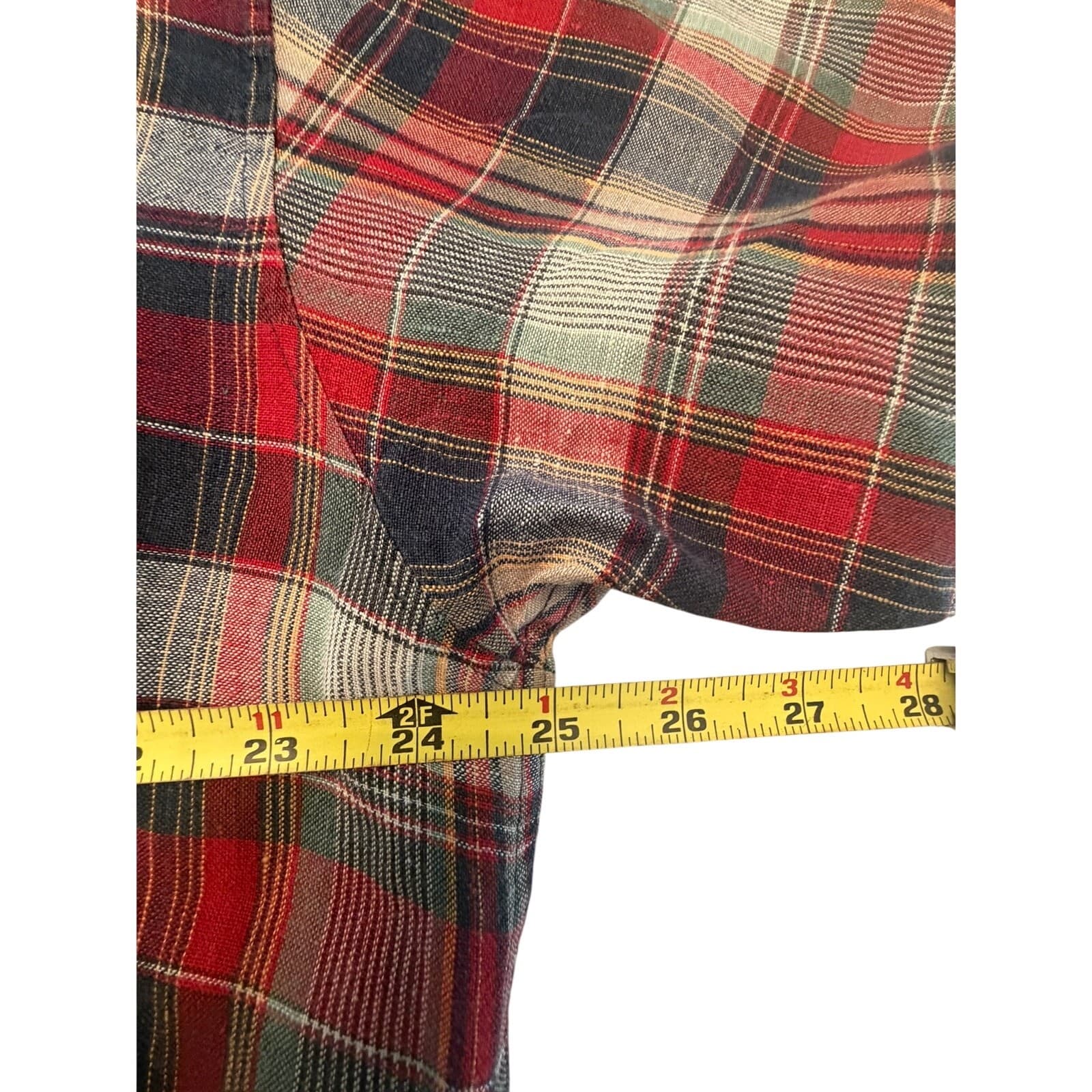 OSCC Old School Clothing Co Mens L 100% Linen Plaid Short Sleeve Shirt Red - Thumbnail 6